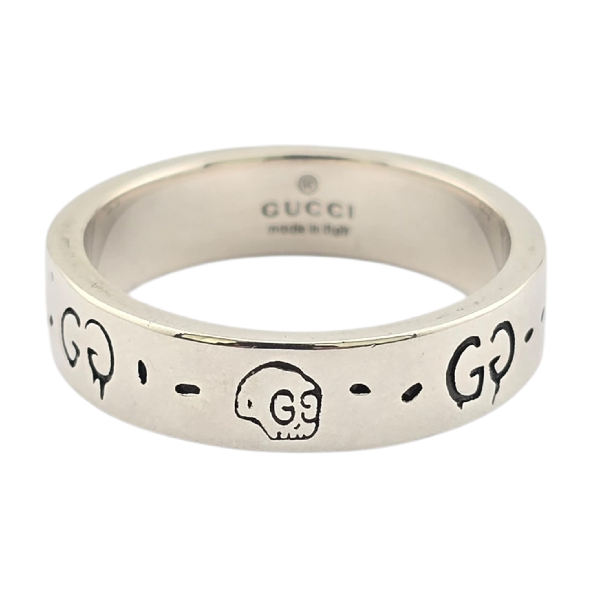 GUCCI Ghost Skull Silver GG Ring 4mm GUCCI
