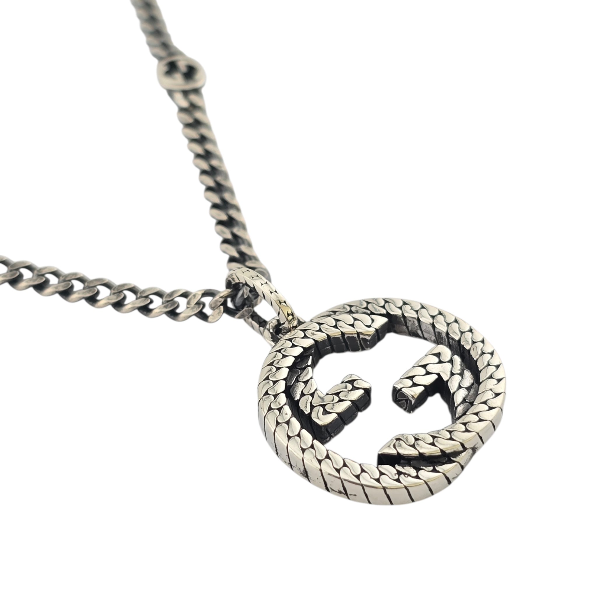 GUCCI GG Interlocking Silver Necklace 50cm GUCCI