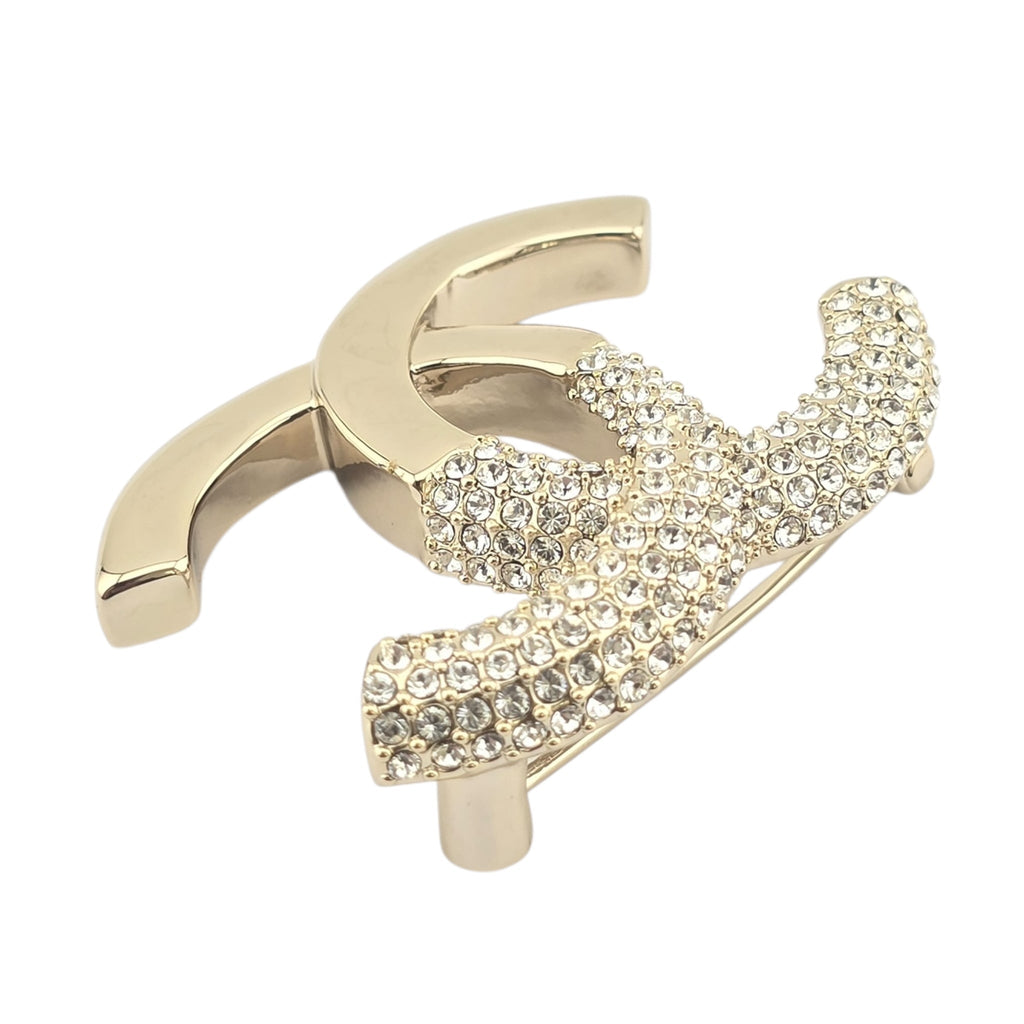 Chanel CC Gold Crystal Brooch 2022 CHANEL