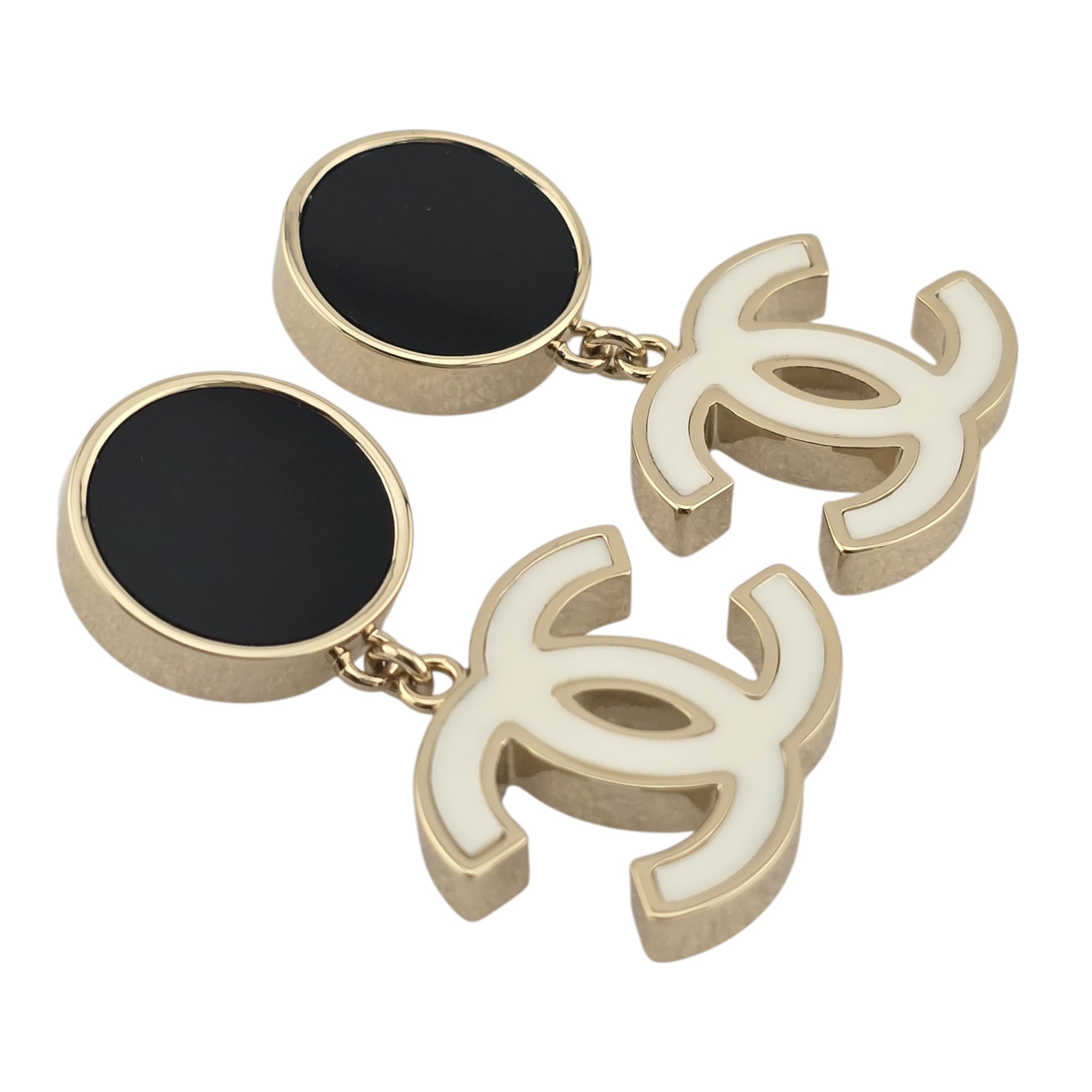 Chanel CC Black White Enamel Drop Earrings 2023 CHANEL