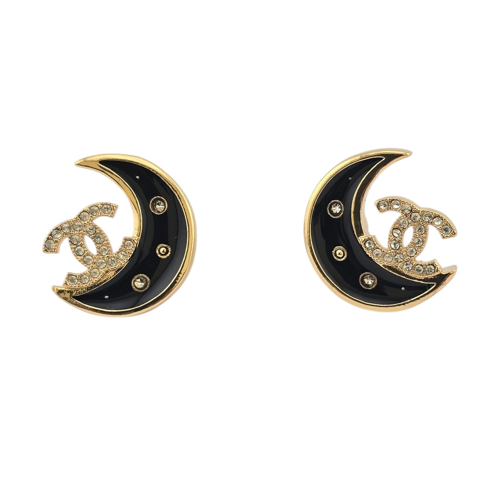 Chanel CC Black Gold Moon Earrings 2025 CHANEL