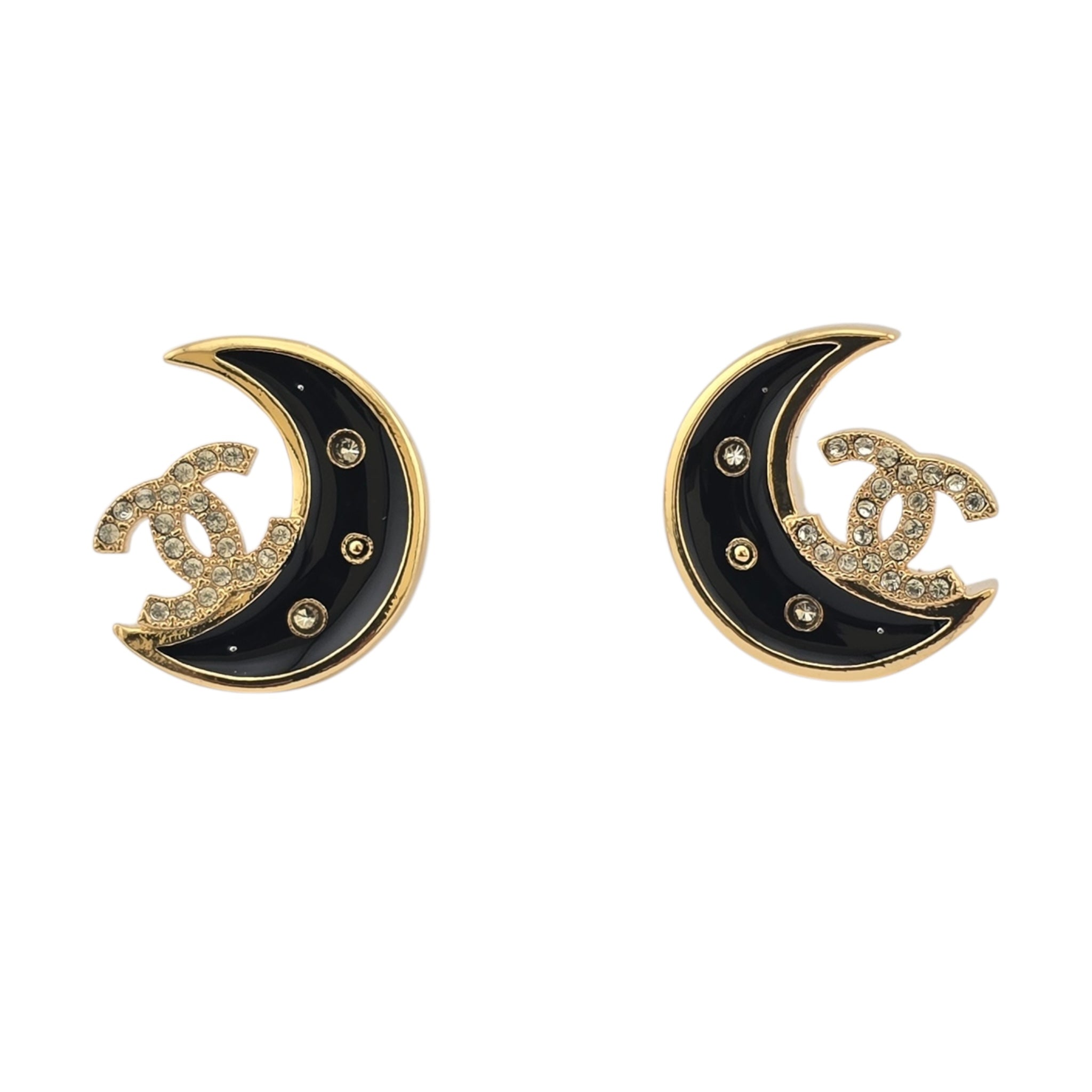 Chanel CC Black Gold Moon Earrings 2025 CHANEL