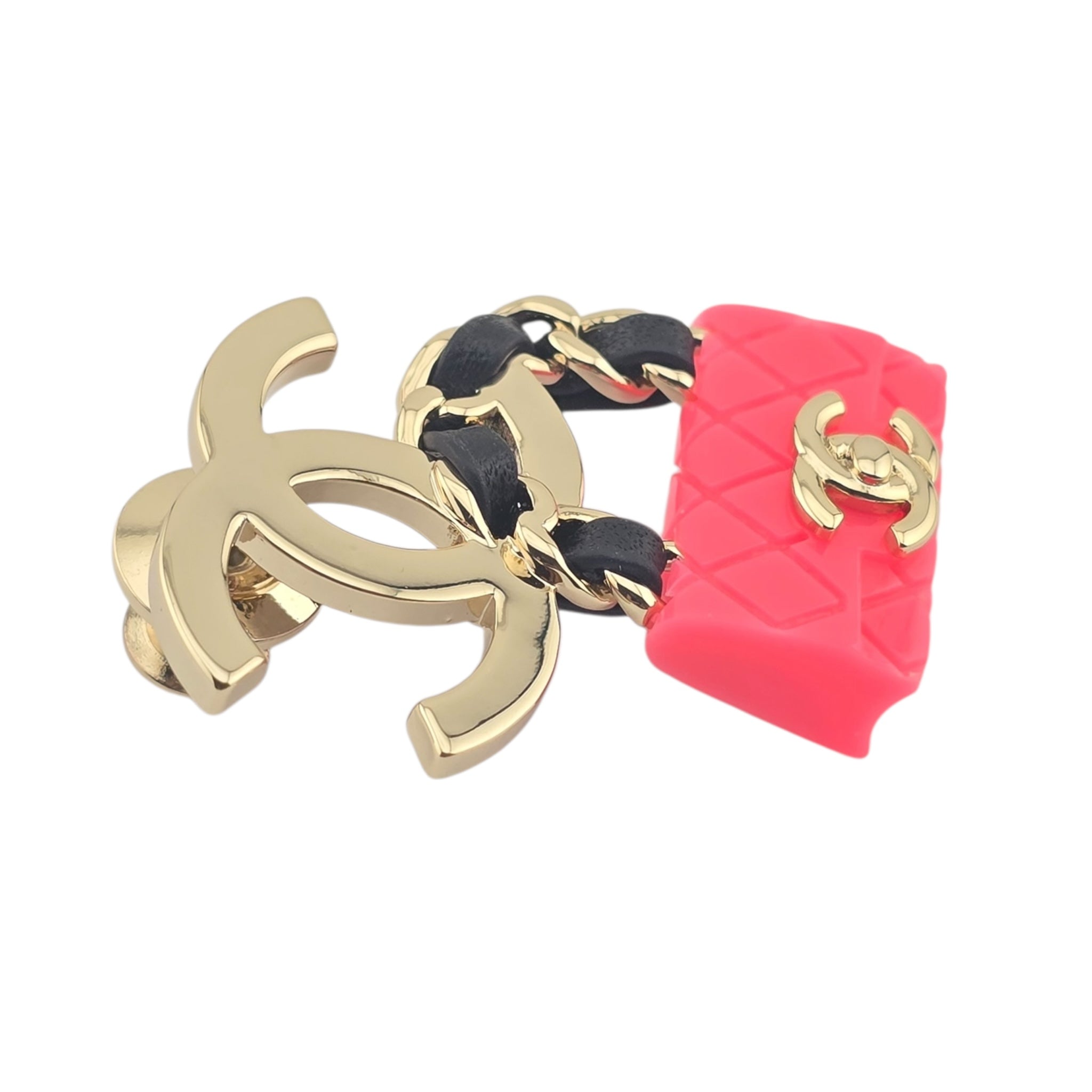 Chanel CC Matelasse Pink Gold Brooch B23 CHANEL