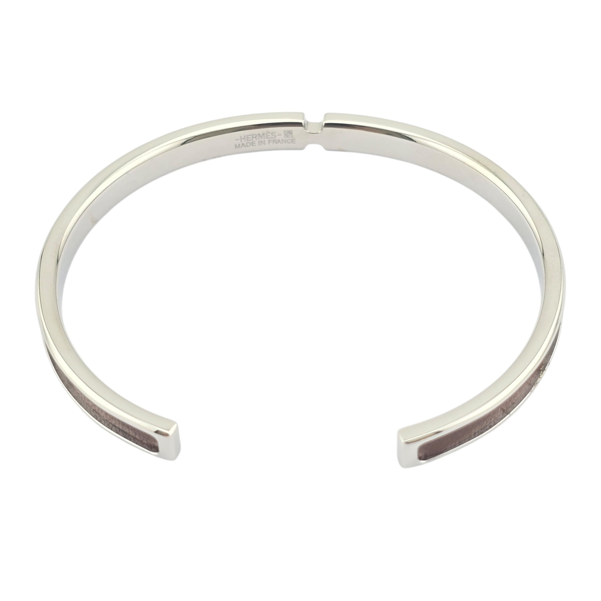 Hermes Olympe Palladium Brown Box Leather Bracelet HERMES