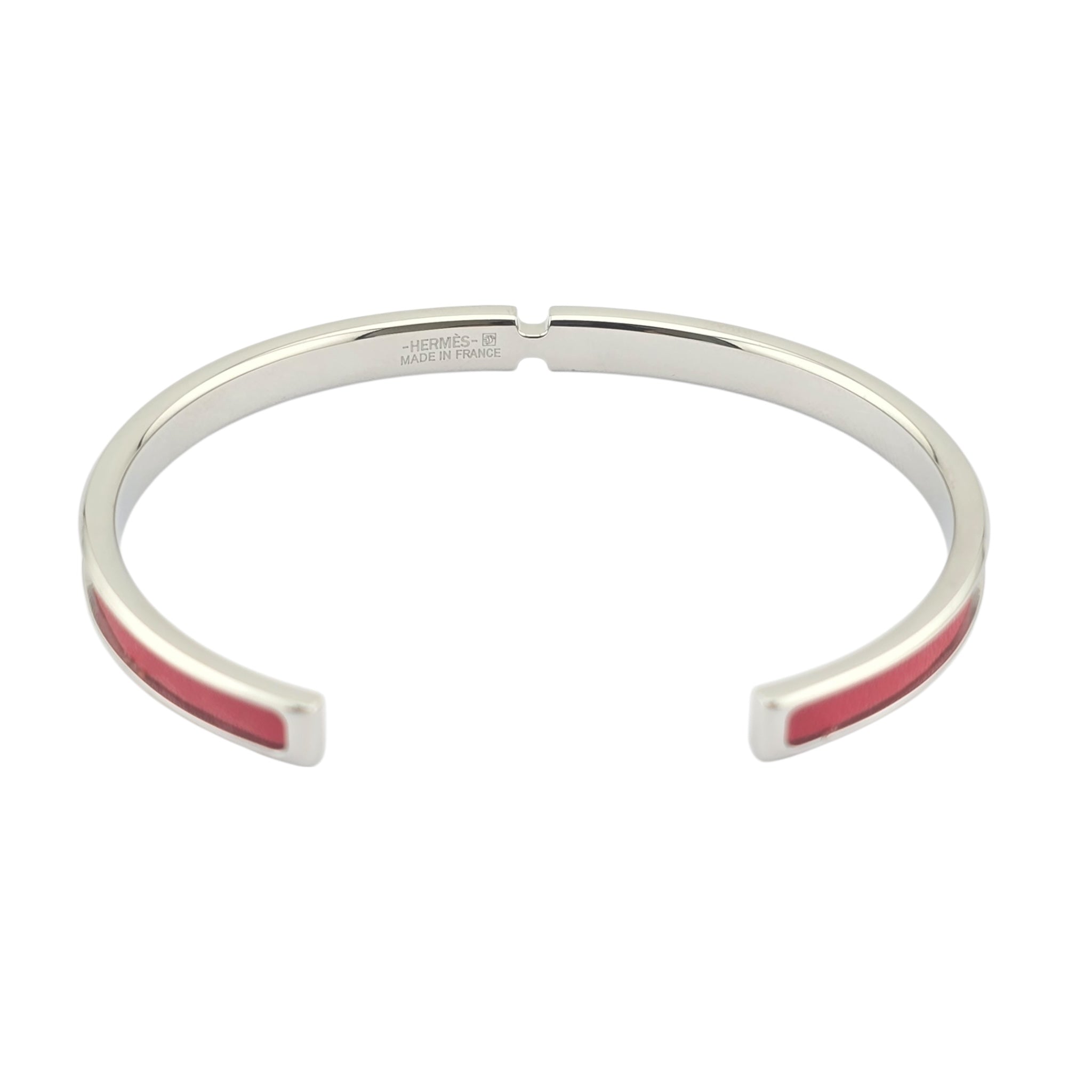 Hermes Olympe Palladium Red Leather Bracelet HERMES