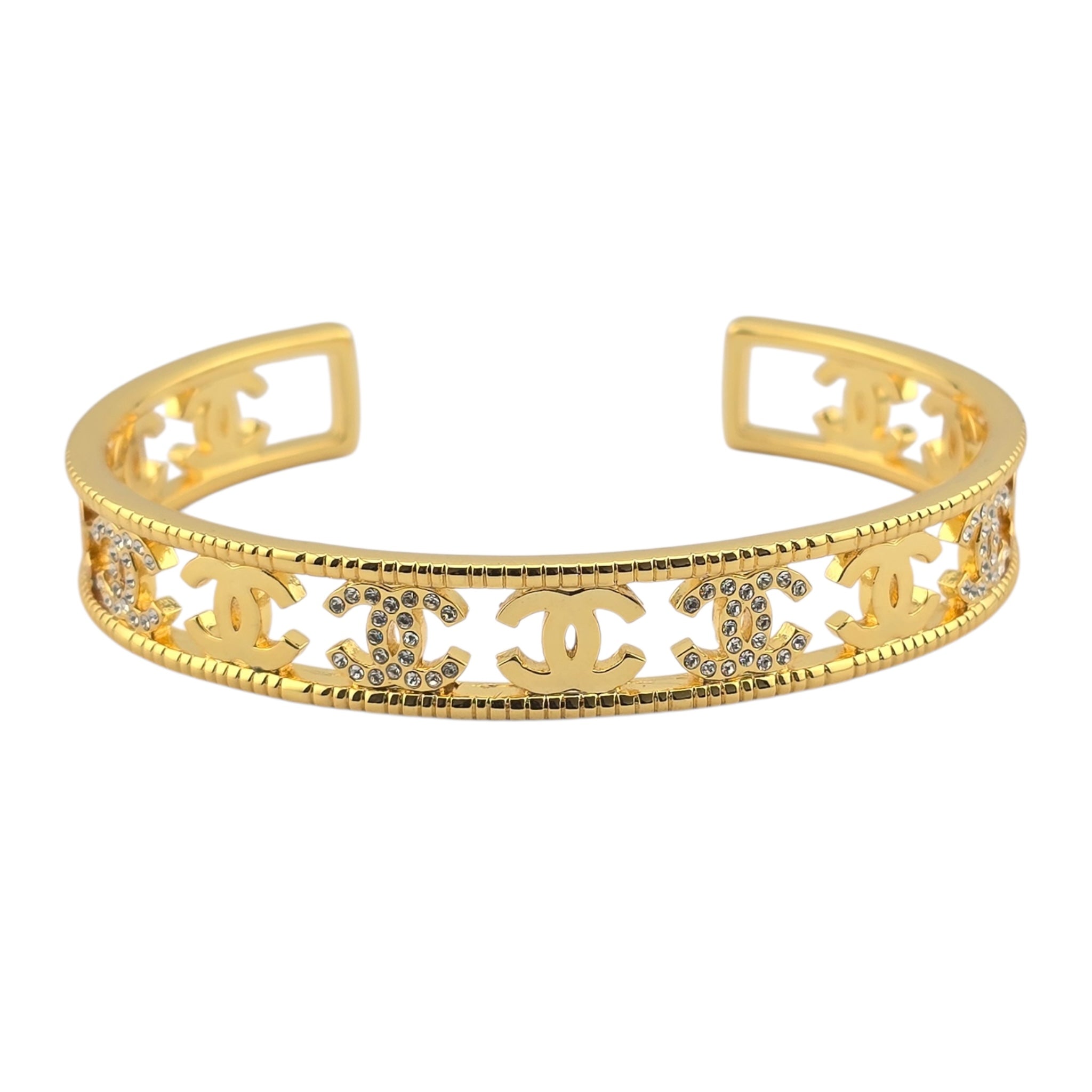 Chanel Crystal CC Gold Cuff Bracelet 2022 CHANEL
