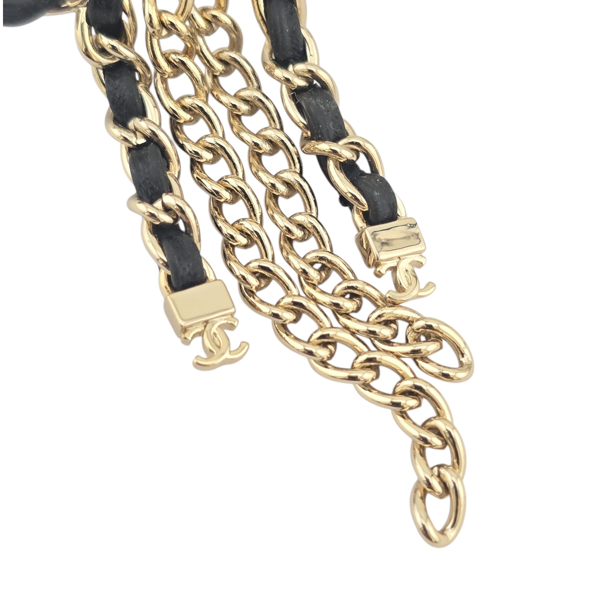 Chanel CC Bow Leather Gold Earrings 2025 CHANEL