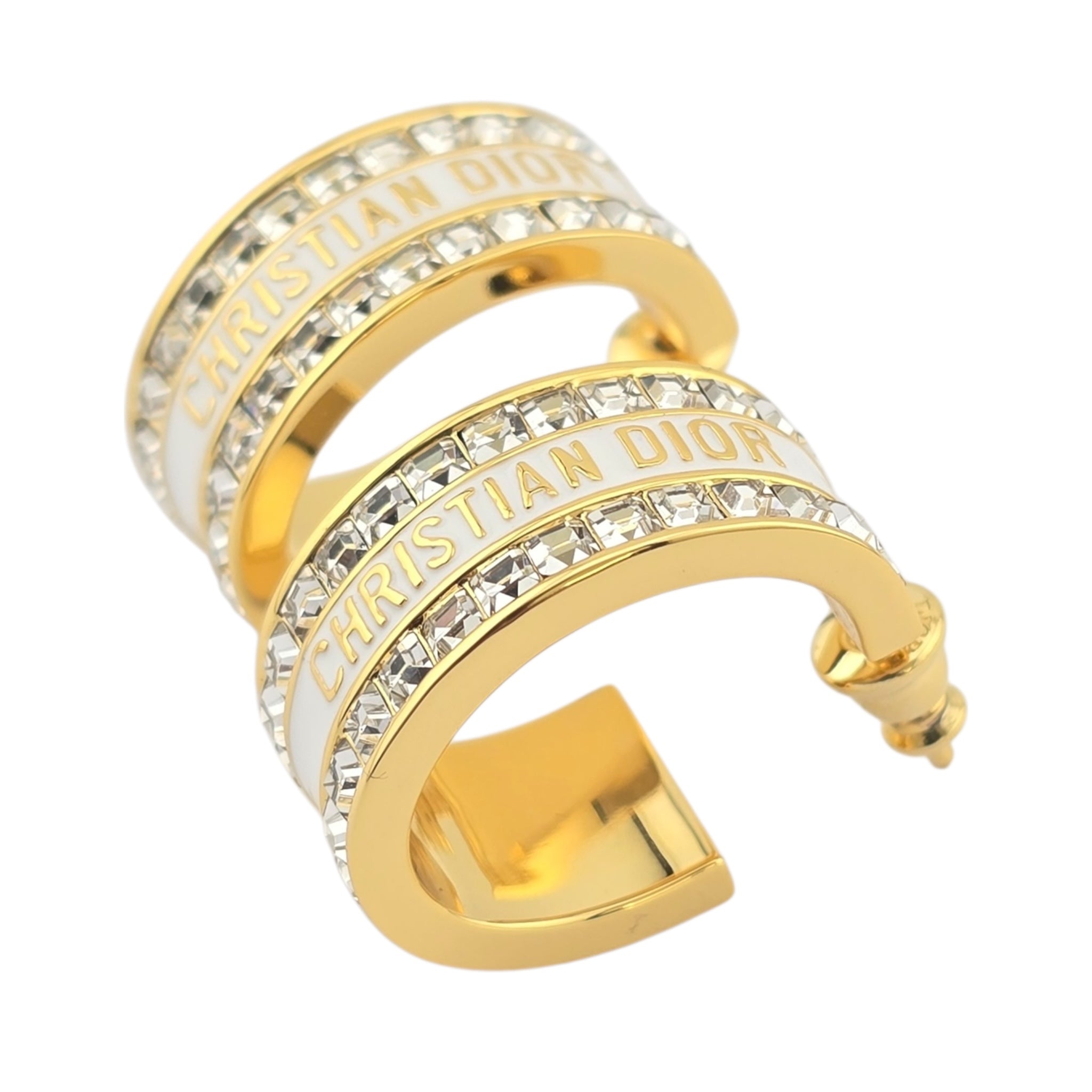 Christian Dior Night Code White Enamel Earrings DIOR