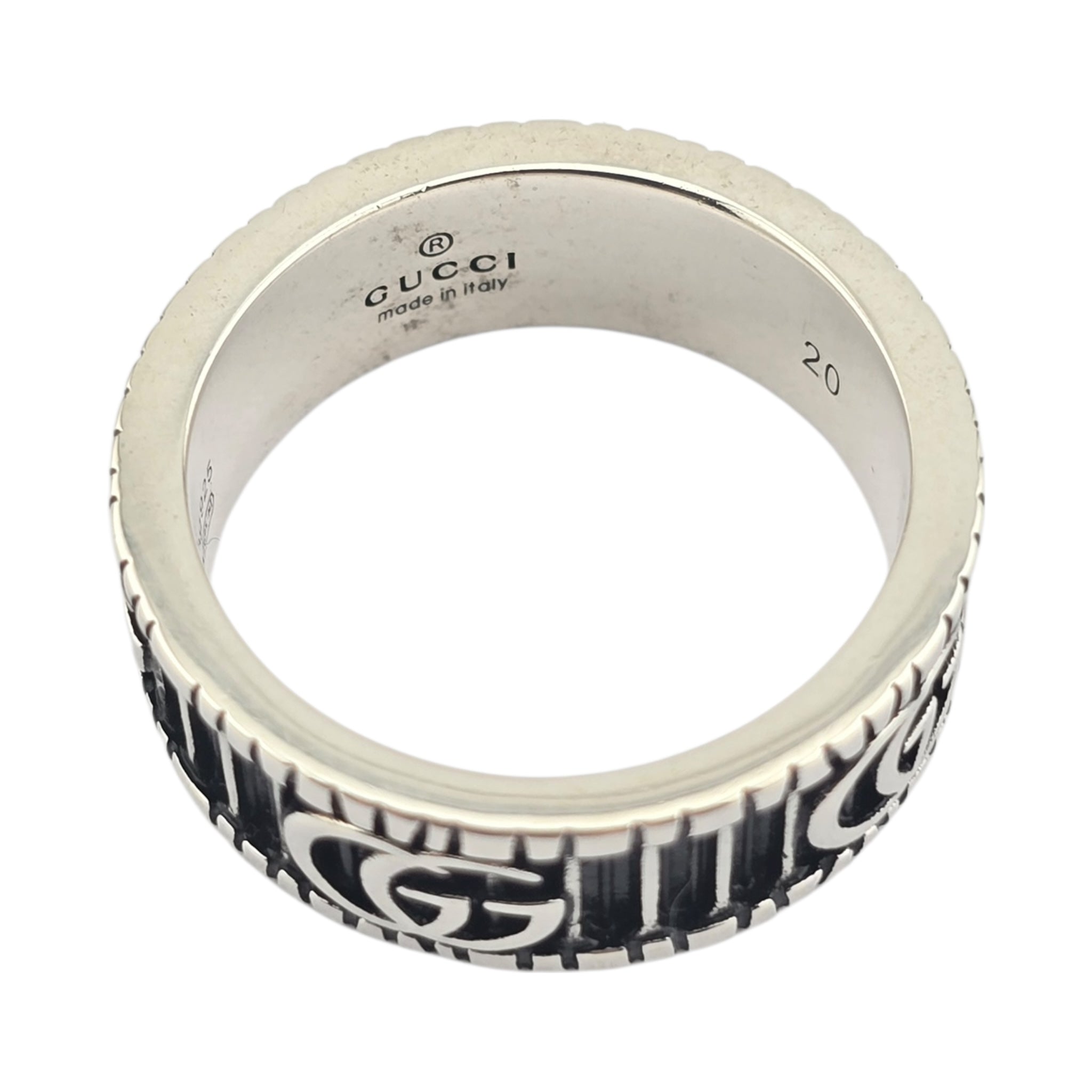 GUCCI GG Marmont Double G Black Sterling Silver Ring GUCCI