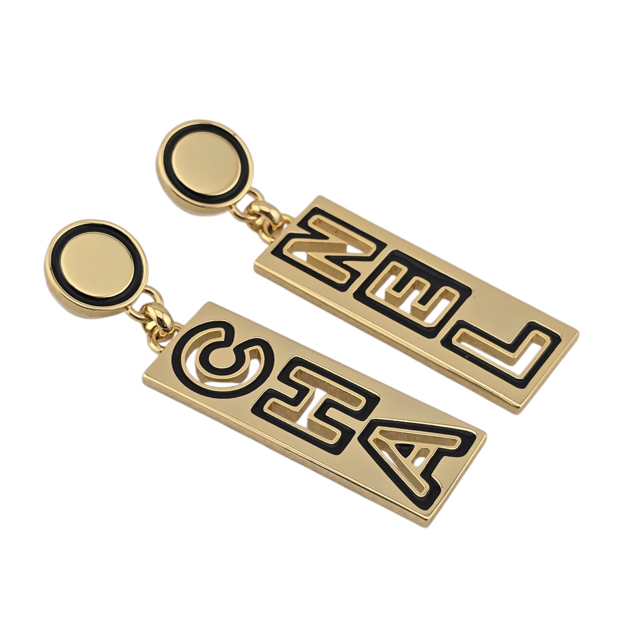 Chanel Metal Enamel Cha-Nel Logo Drop Earrings CHANEL