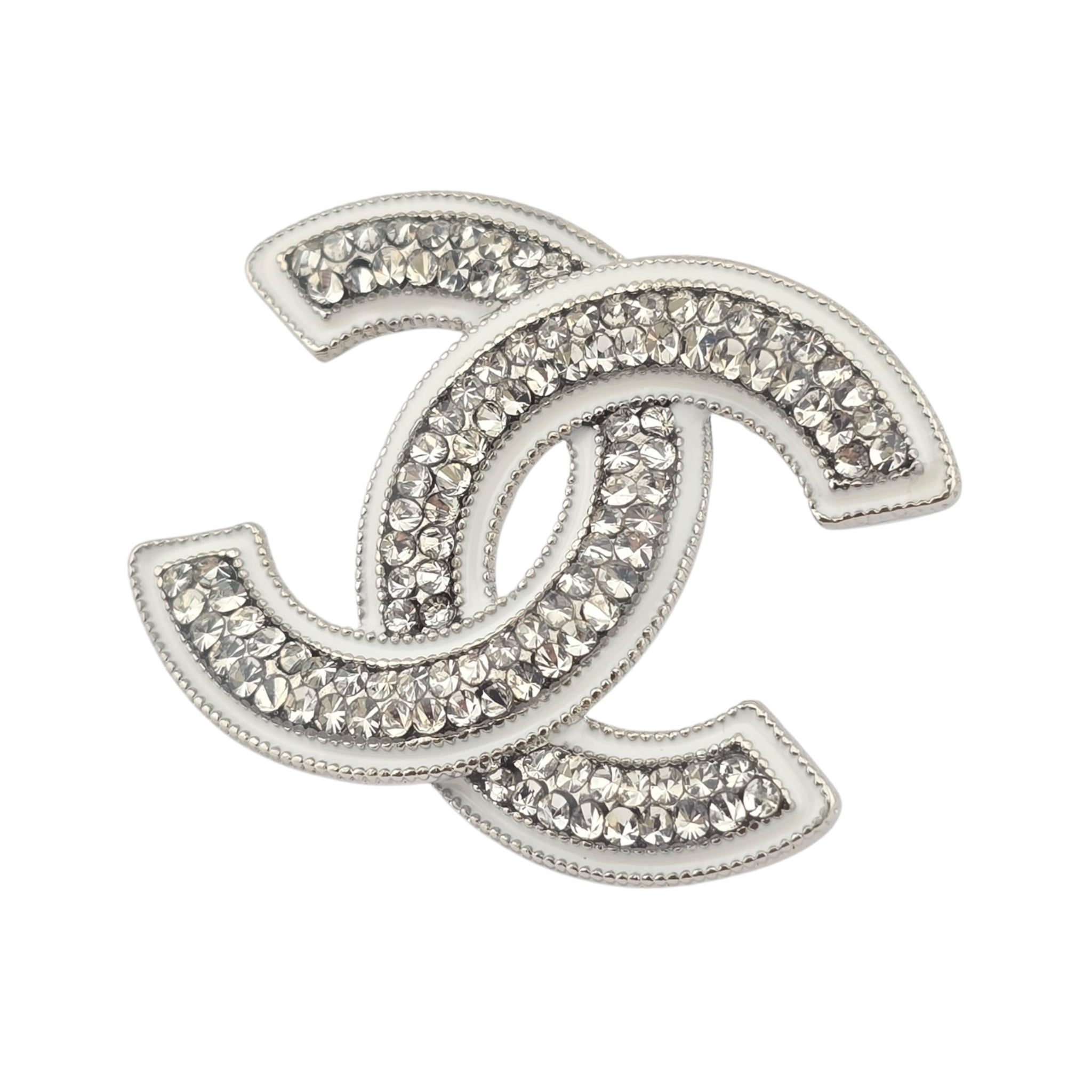 Chanel CC Silver Crystals Enamel Earrings 2025 CHANEL