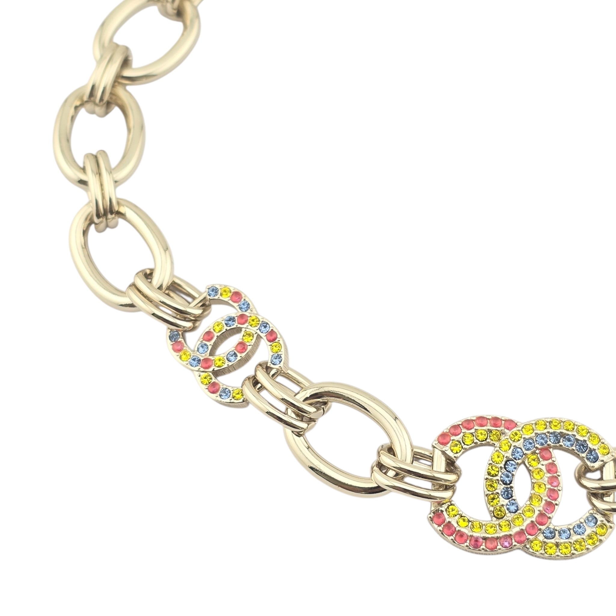 Chanel CC Multicoloured Crystal Pendant Choker Necklace 2023 CHANEL