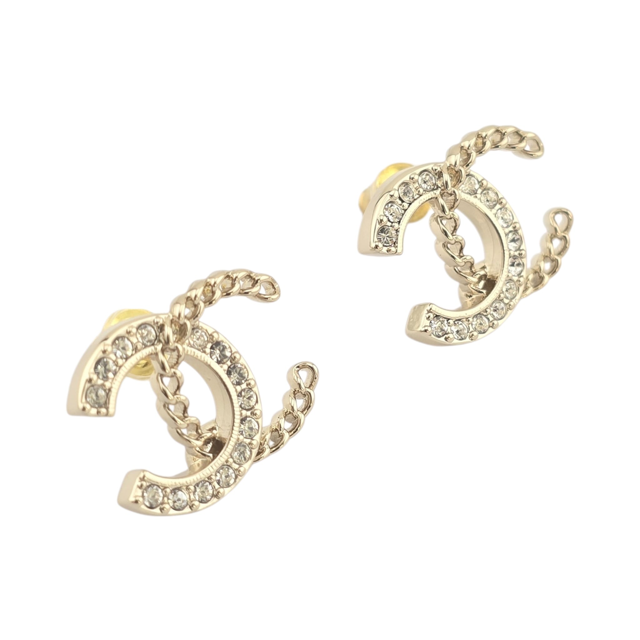 Chanel CC Crystal Earrings Gold 2025 CHANEL