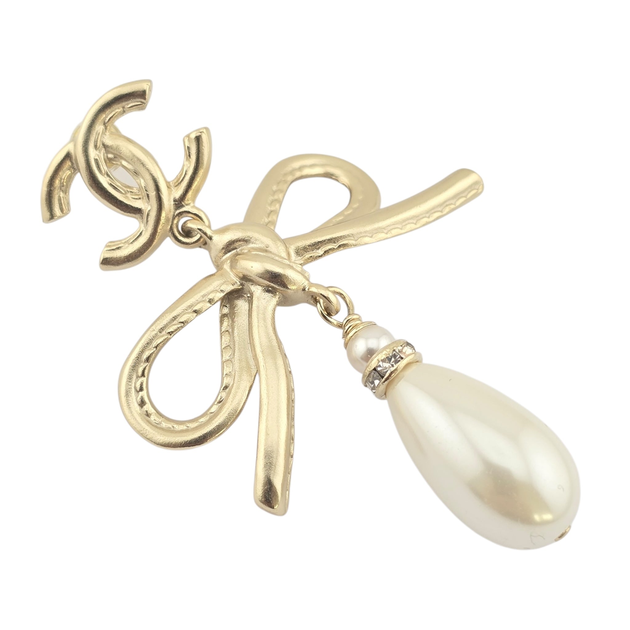 Chanel CC Bow Drop Earrings Gold 2022 CHANEL