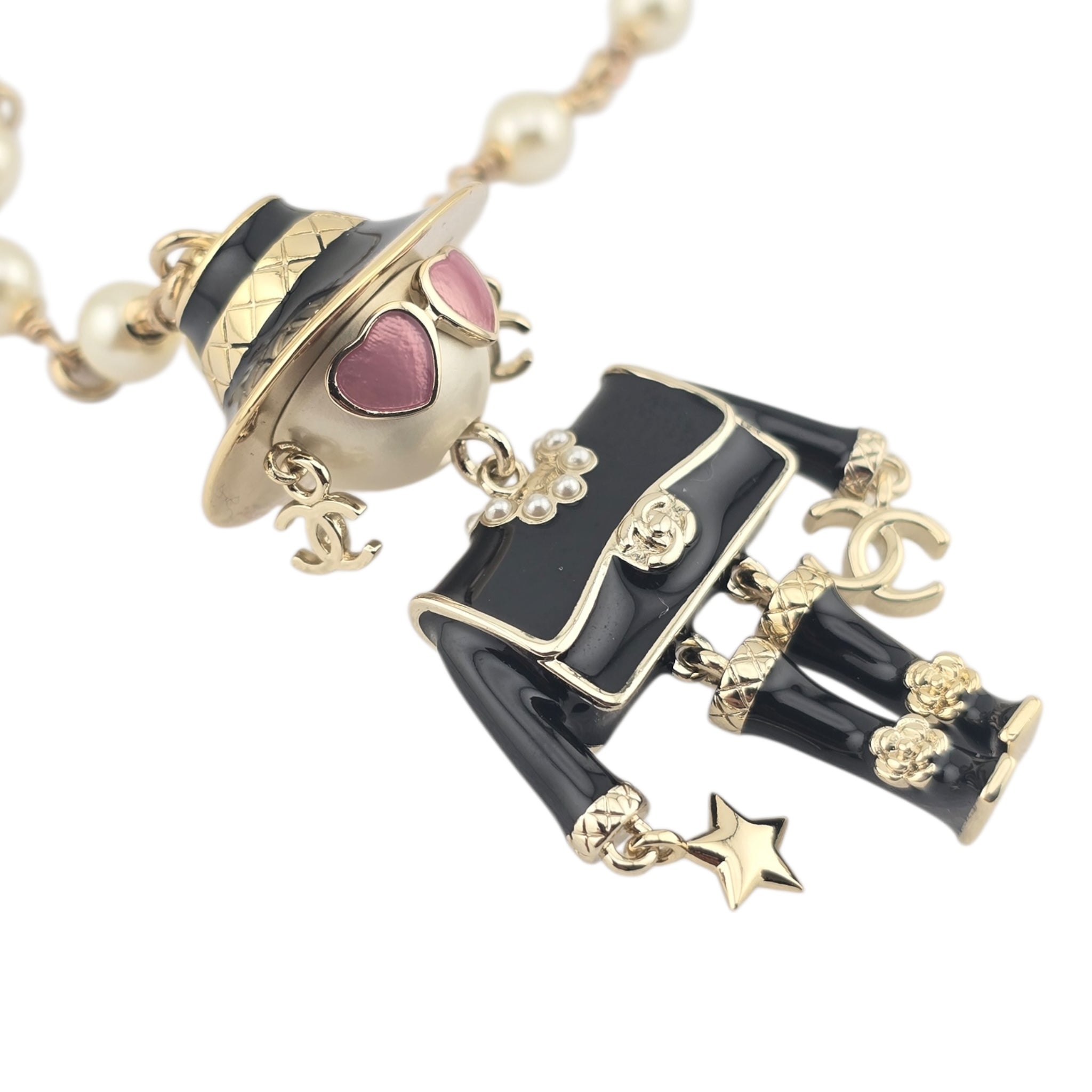 Chanel CC Robot Gabrielle Doll Black Necklace 25B CHANEL