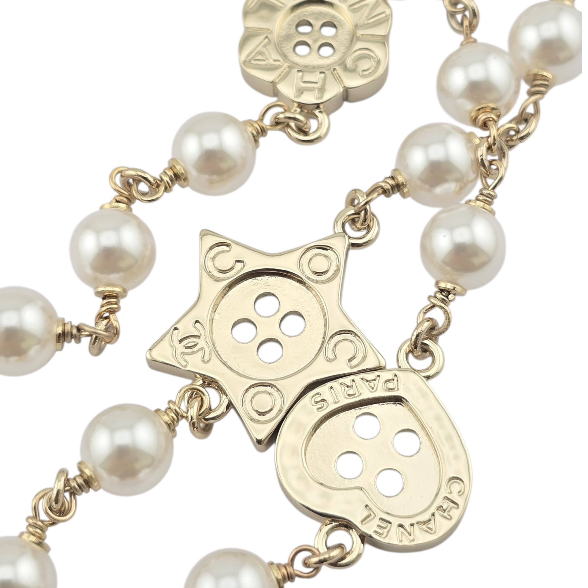 Chanel CC Faux Pearl Gold Long Necklace 2026