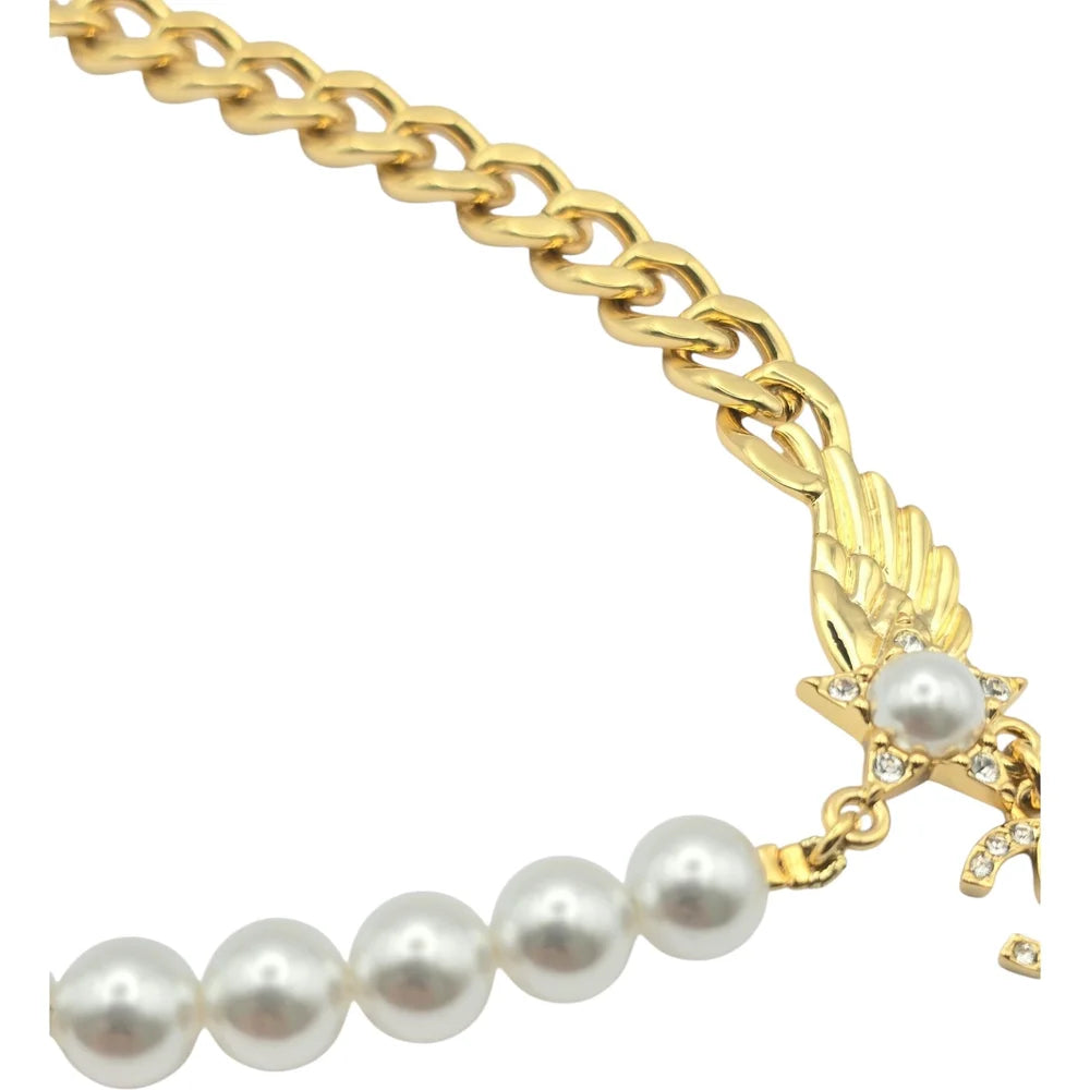 Chanel CC Star Wing Faux Pearl Choker Necklace 2024 CHANEL