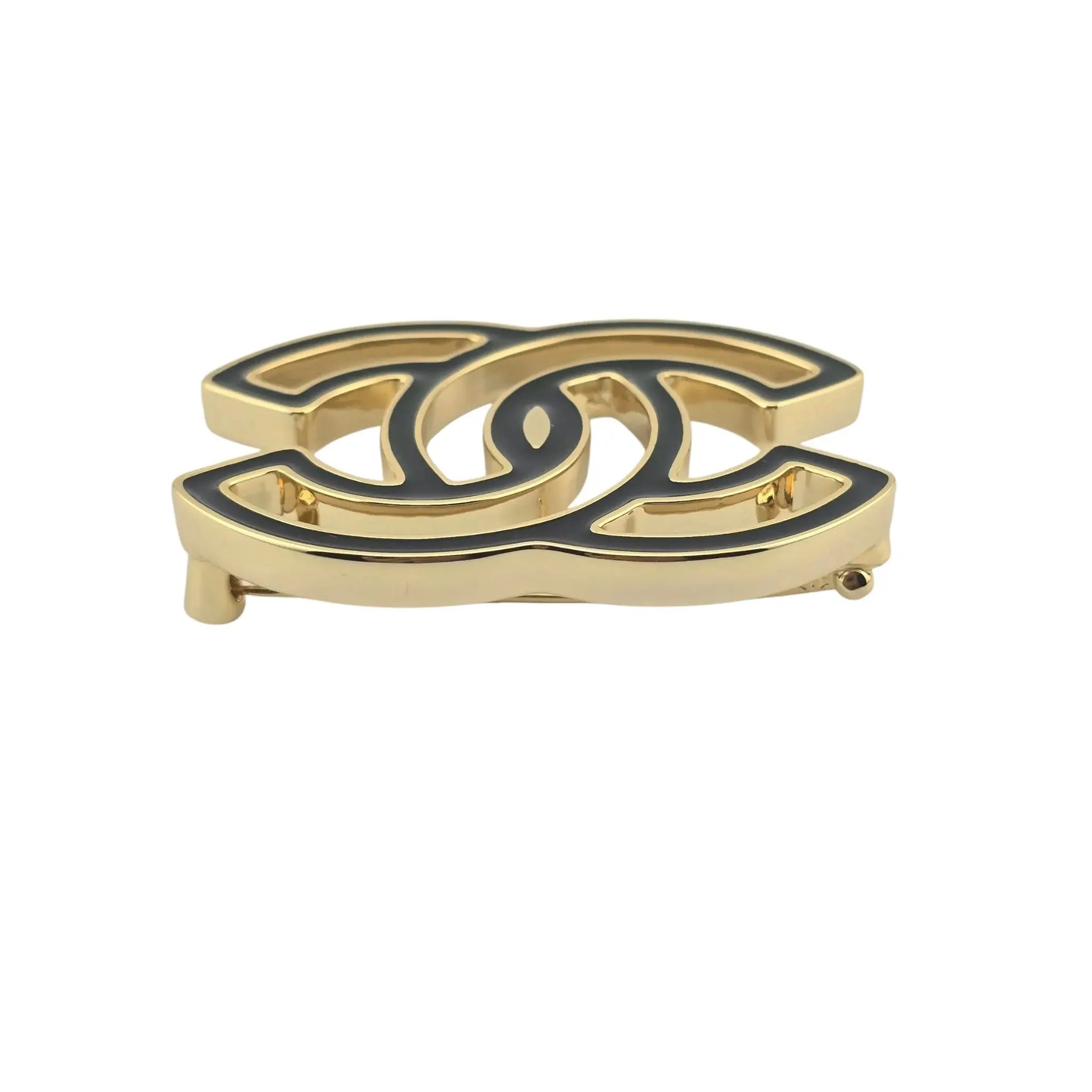 Chanel Black Enamel Gold/Transparent CC Brooch 2024 CHANEL