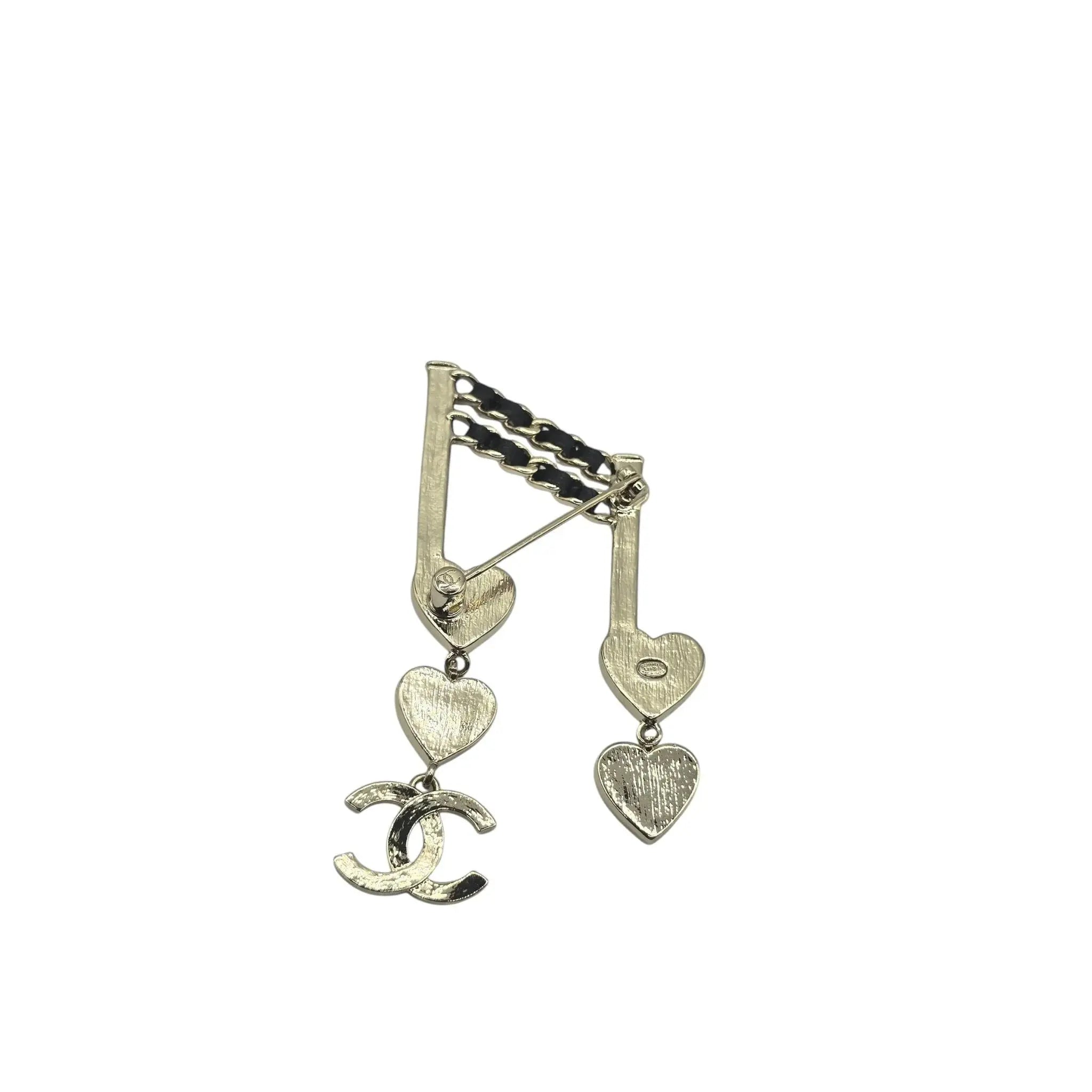 Chanel 24A CC Gold Music Note Heart Brooch 2024 CHANEL