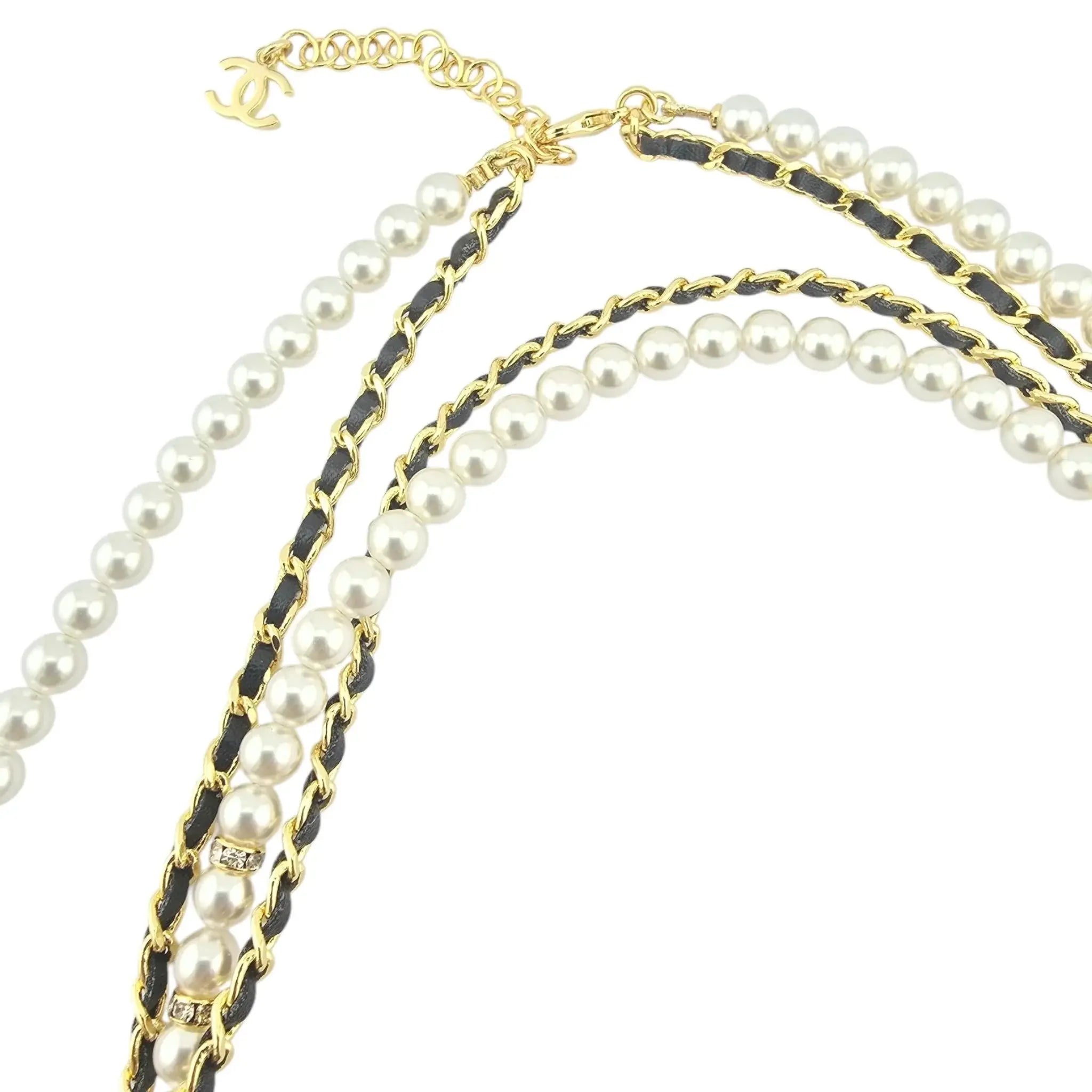 Chanel CC Long Faux Pearl Leather Necklace 2024 CHANEL