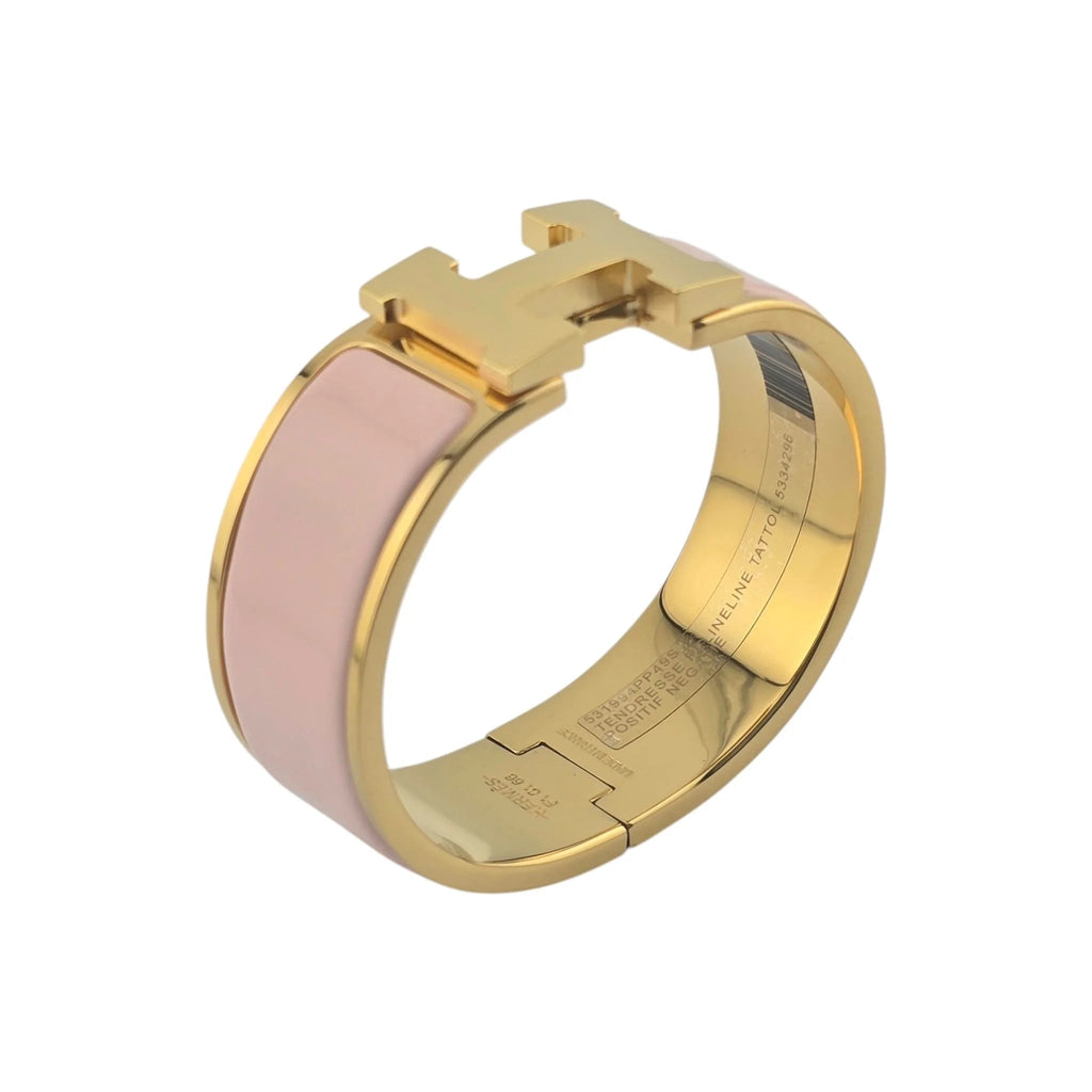 Hermès Clic Clac H Bracelet (Pink) Rose Candeur Gold GM HERMES