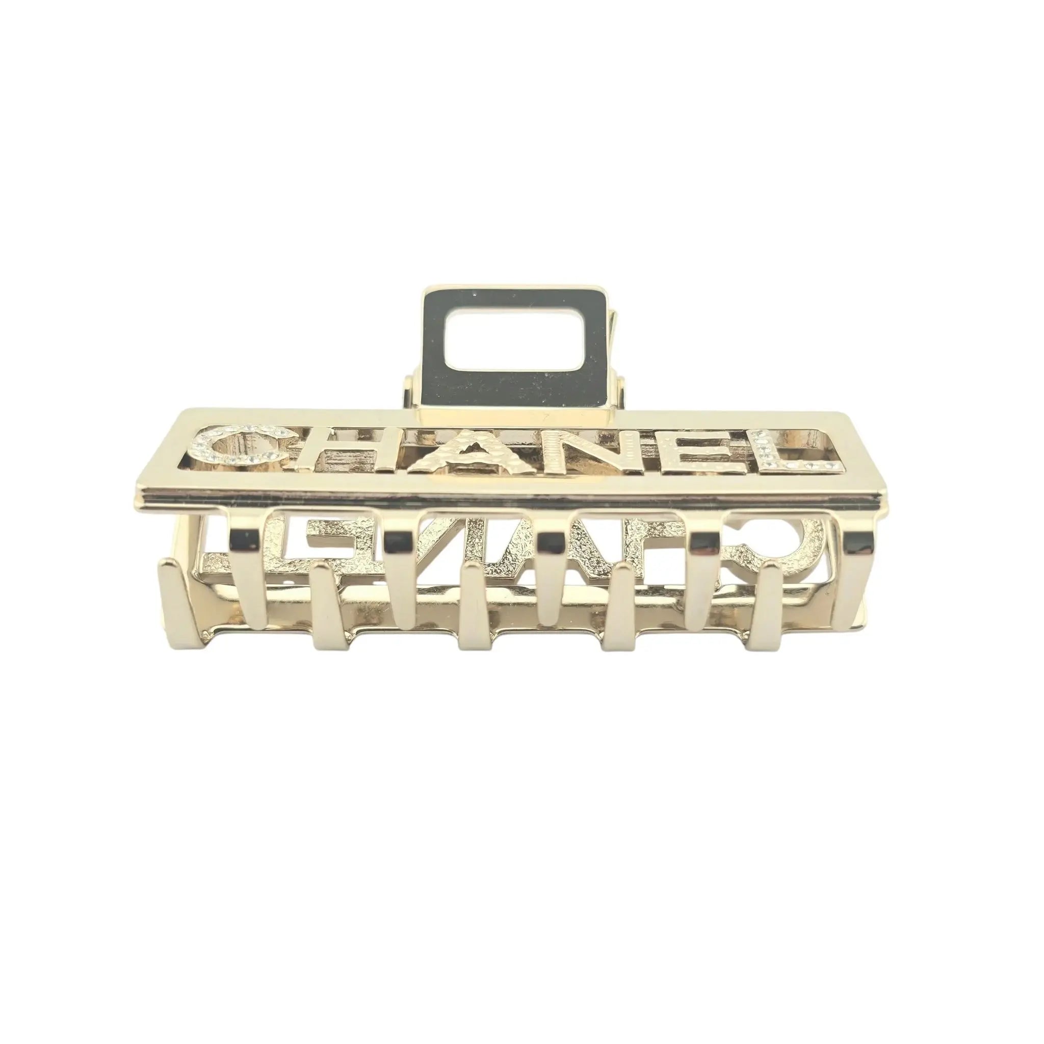 Chanel CC Crystal Gold Hair Clip Claw 2022 CHANEL