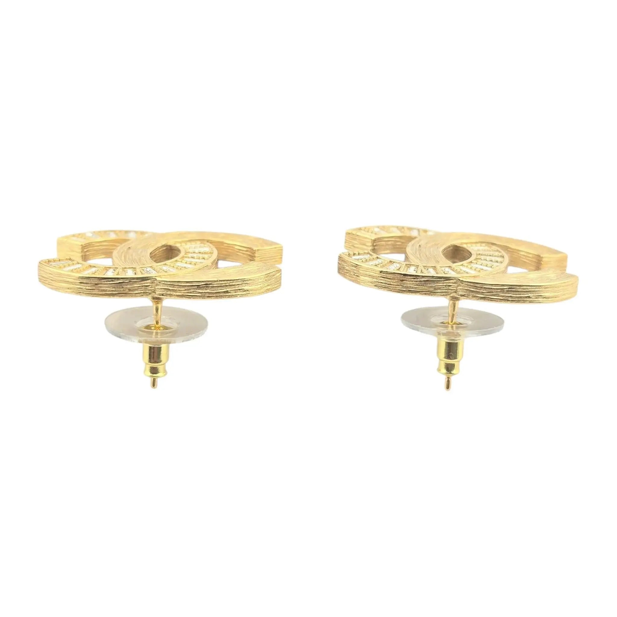 Chanel CC 24S Gold Crystals Stud Earrings CHANEL