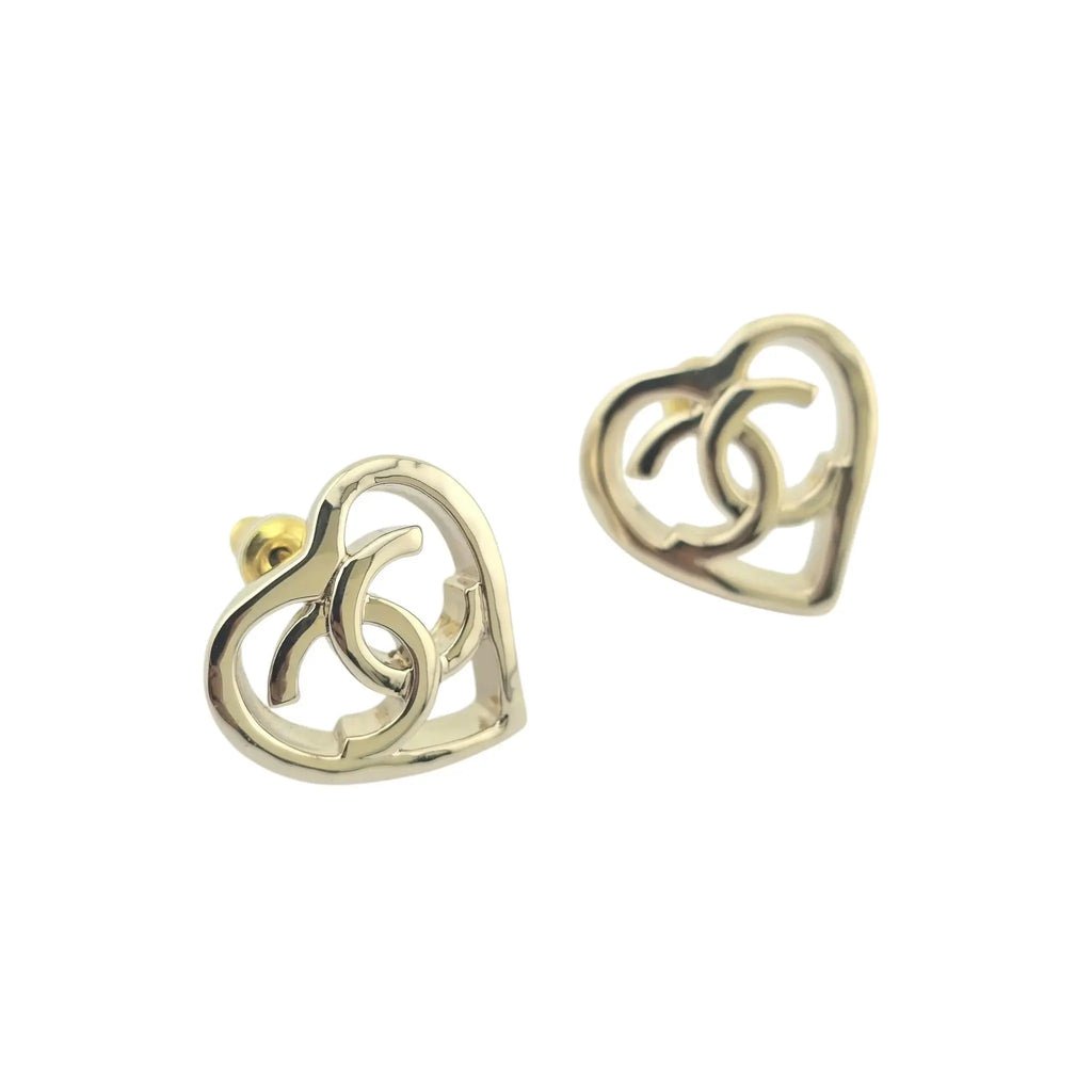 Chanel CC Gold Heart Earrings 2022 CHANEL