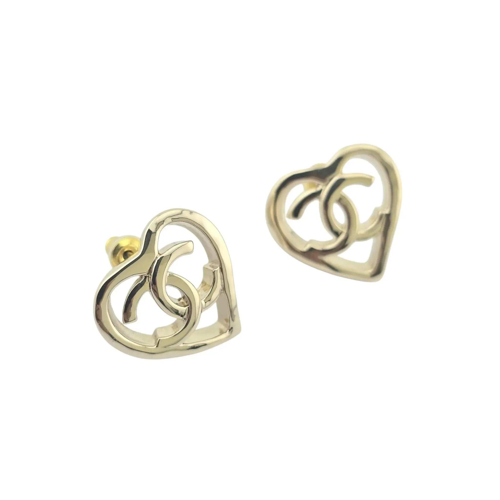 Chanel CC Gold Heart Earrings 2022 CHANEL