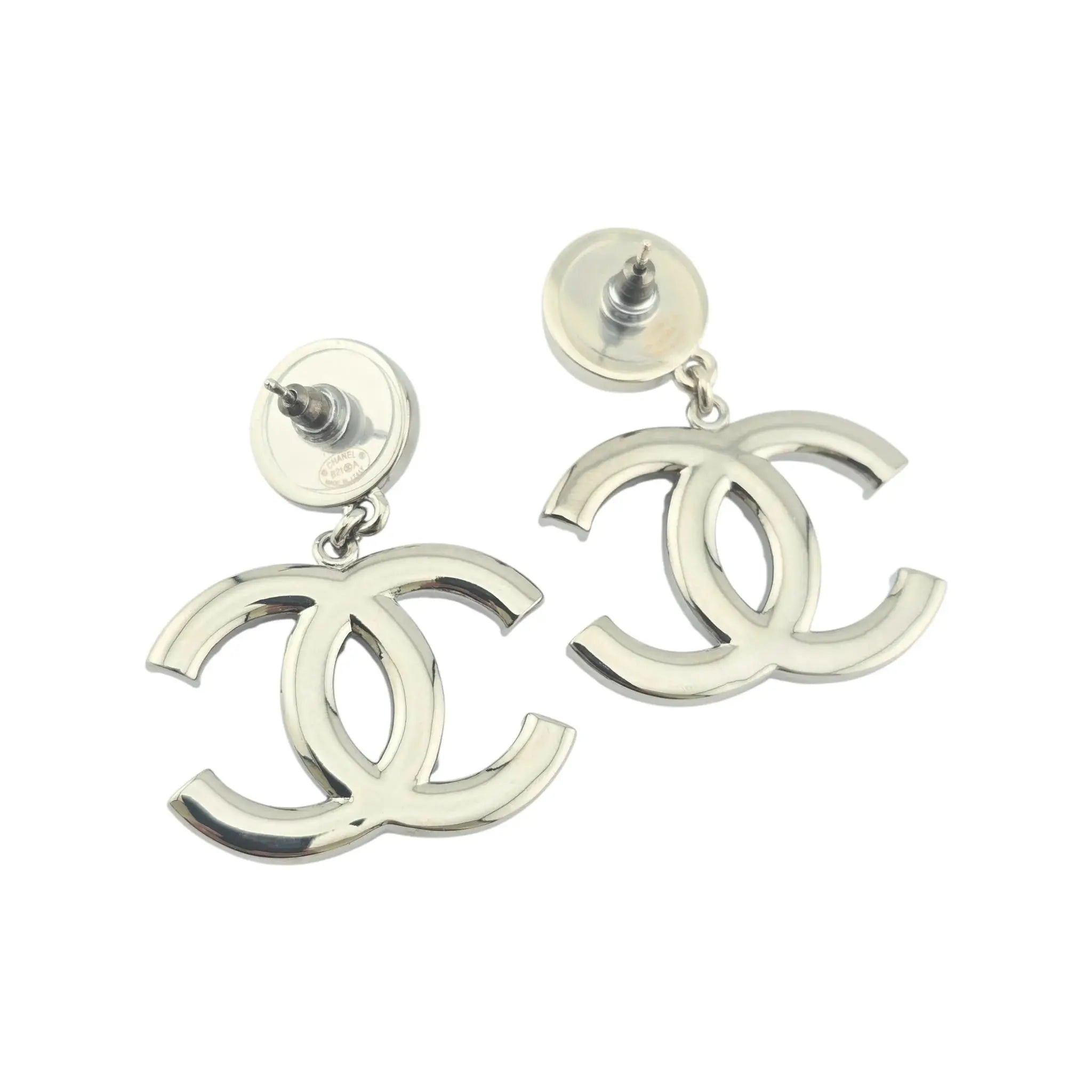 Chanel CC Faux Pearls Crystal Silver Earrings 2021 CHANEL