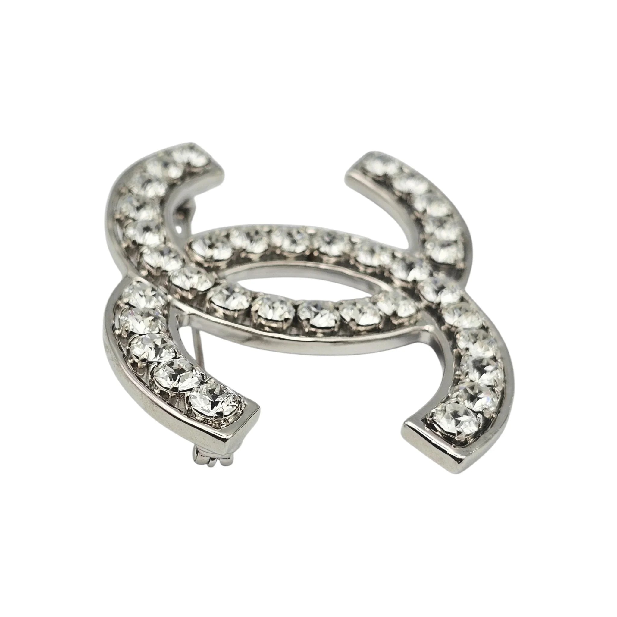 Chanel CC XL Crystal Silver Brooch 2023 CHANEL