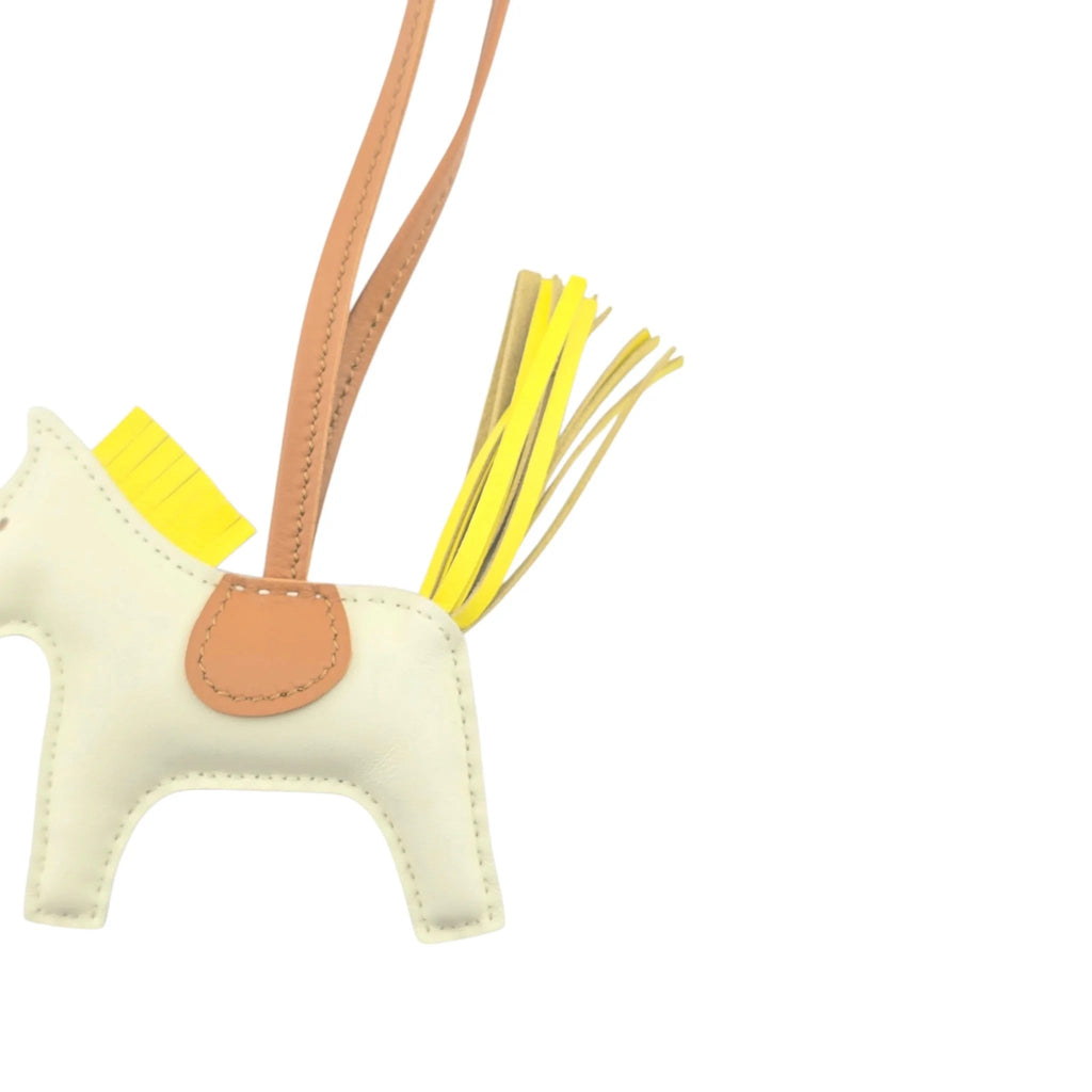 Hermès Rodeo Bag Charm PM Craie, Jaune de Naples and Gold Milo Lambskin and Swift GriGri HERMES
