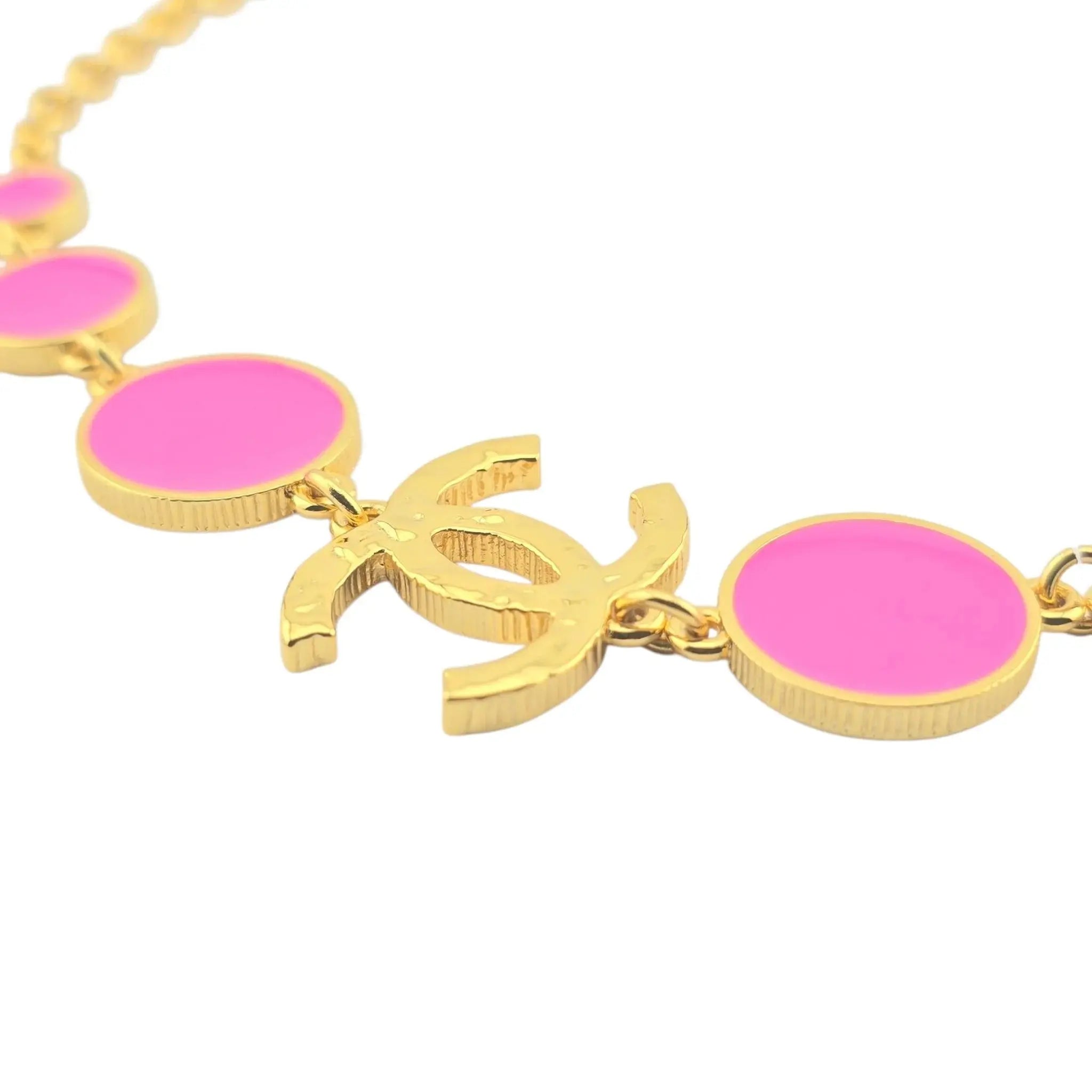 Chanel CC Gold / Pink Choker Necklace 2024 CHANEL