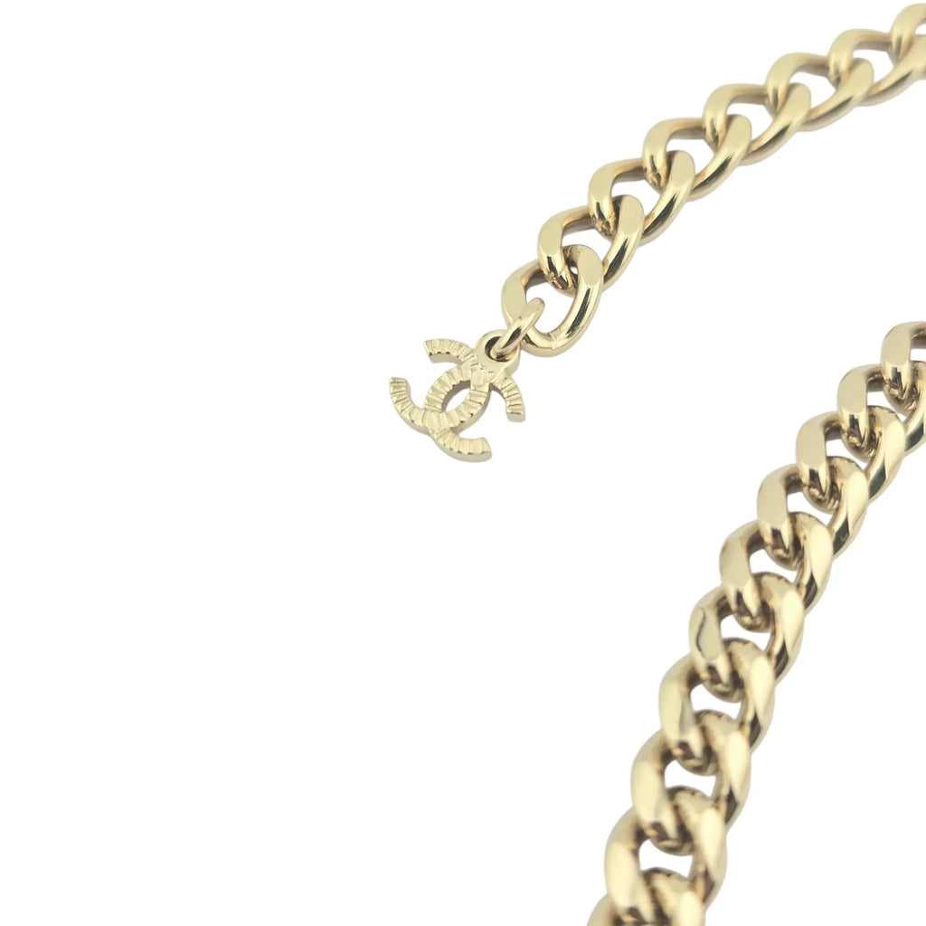 Chanel CC Logo Chain Choker Gold Necklace 2024 CHANEL