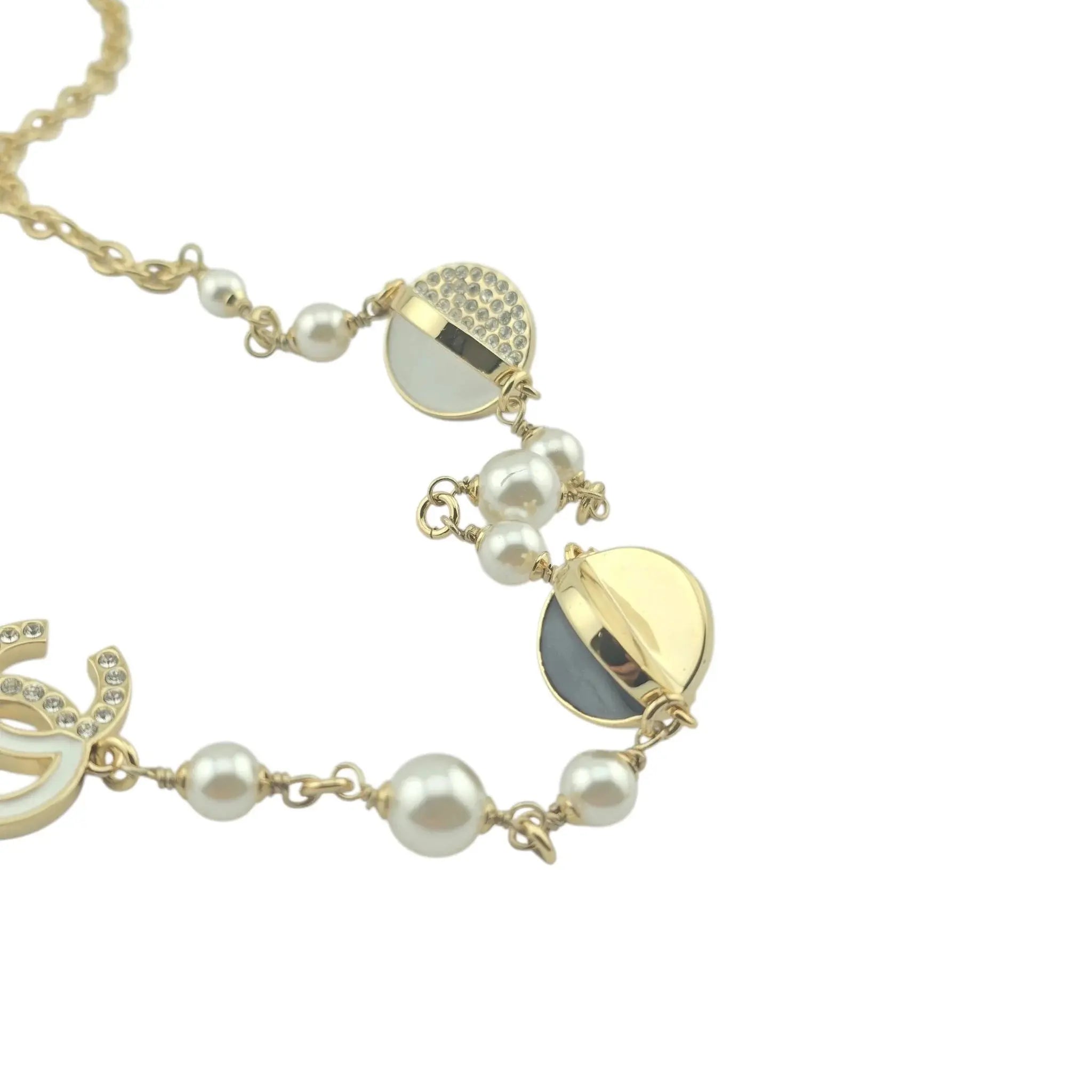 Chanel CC Gold Crystal Enamel Necklace 2024 CHANEL