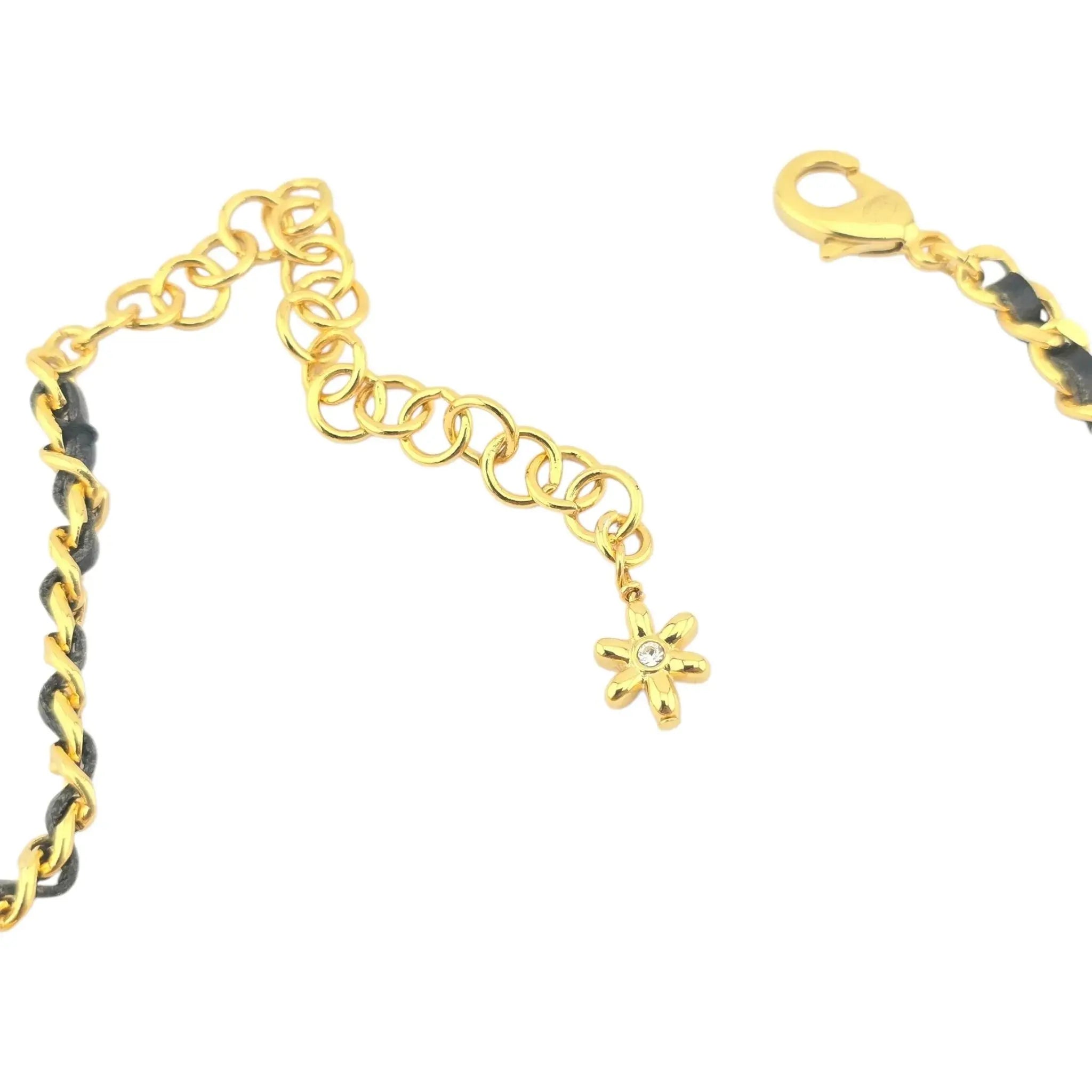 Chanel CC Choker Floral Gold Black Leather Necklace 2023 CHANEL