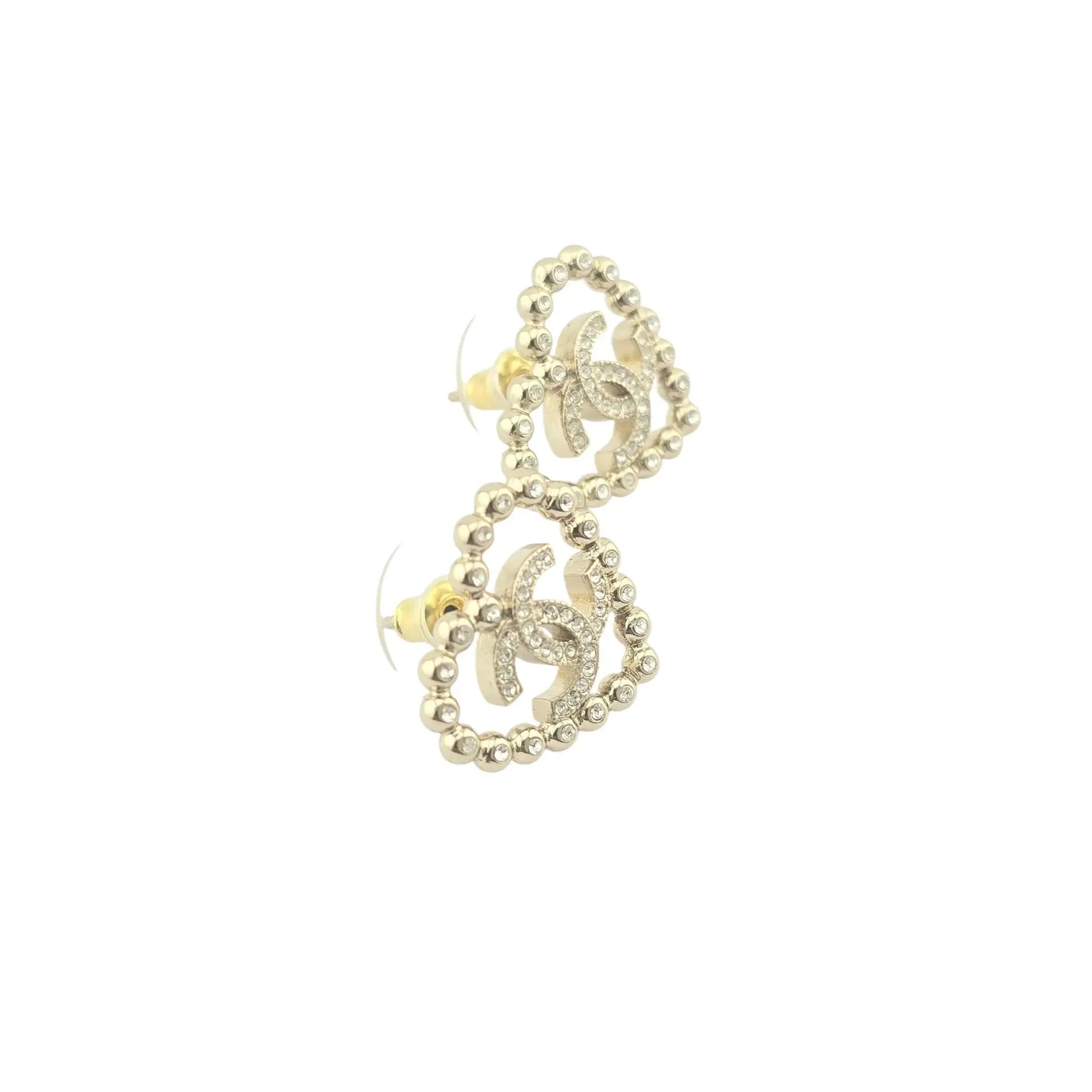 Chanel CC Crystal Heart Earrings 2025 CHANEL