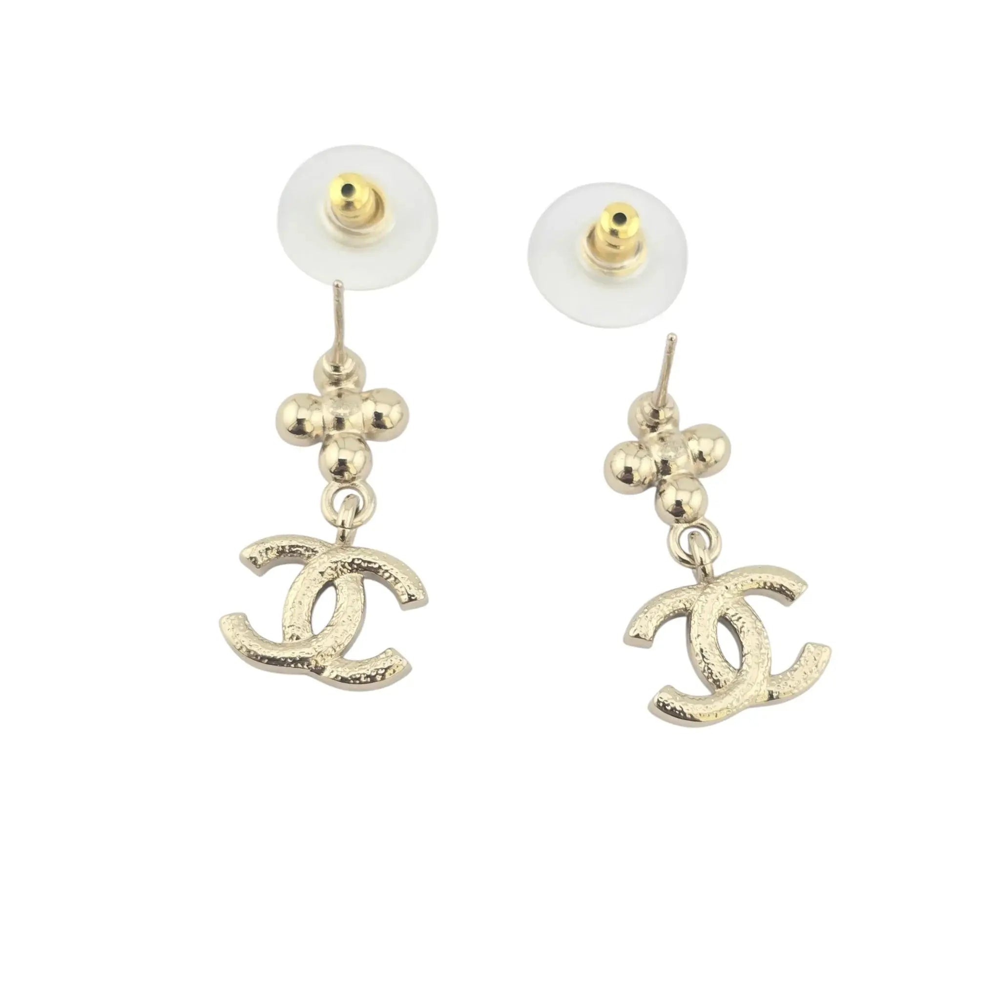 Chanel CC Gold Crystal Drop Earrings 2023 CHANEL