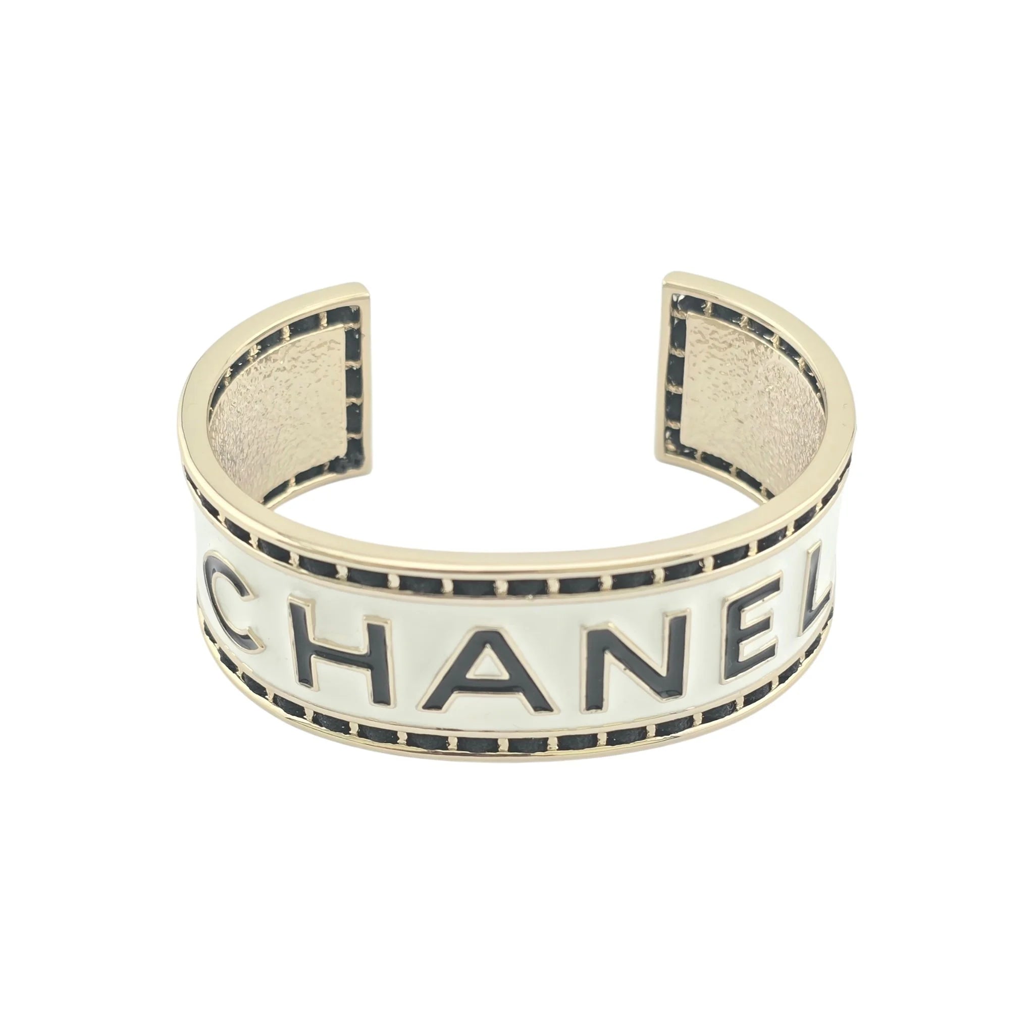 Chanel CC White/Black Gold Bangle 2024 CHANEL