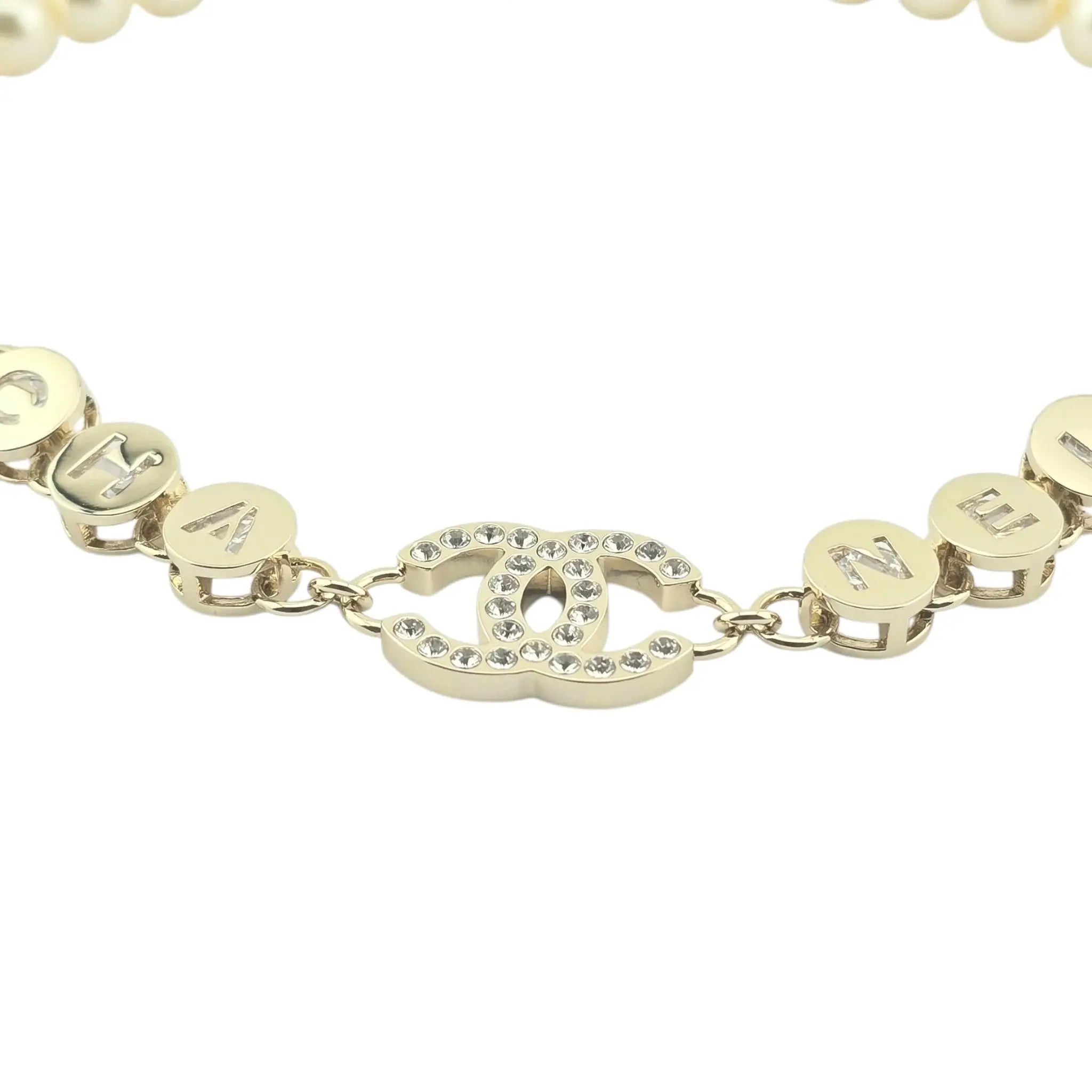Chanel CC Faux Pearl Crystal Necklace 2024 CHANEL