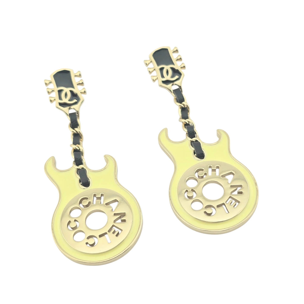 Chanel CC Yellow Guitar Earrings 2024 CHANEL