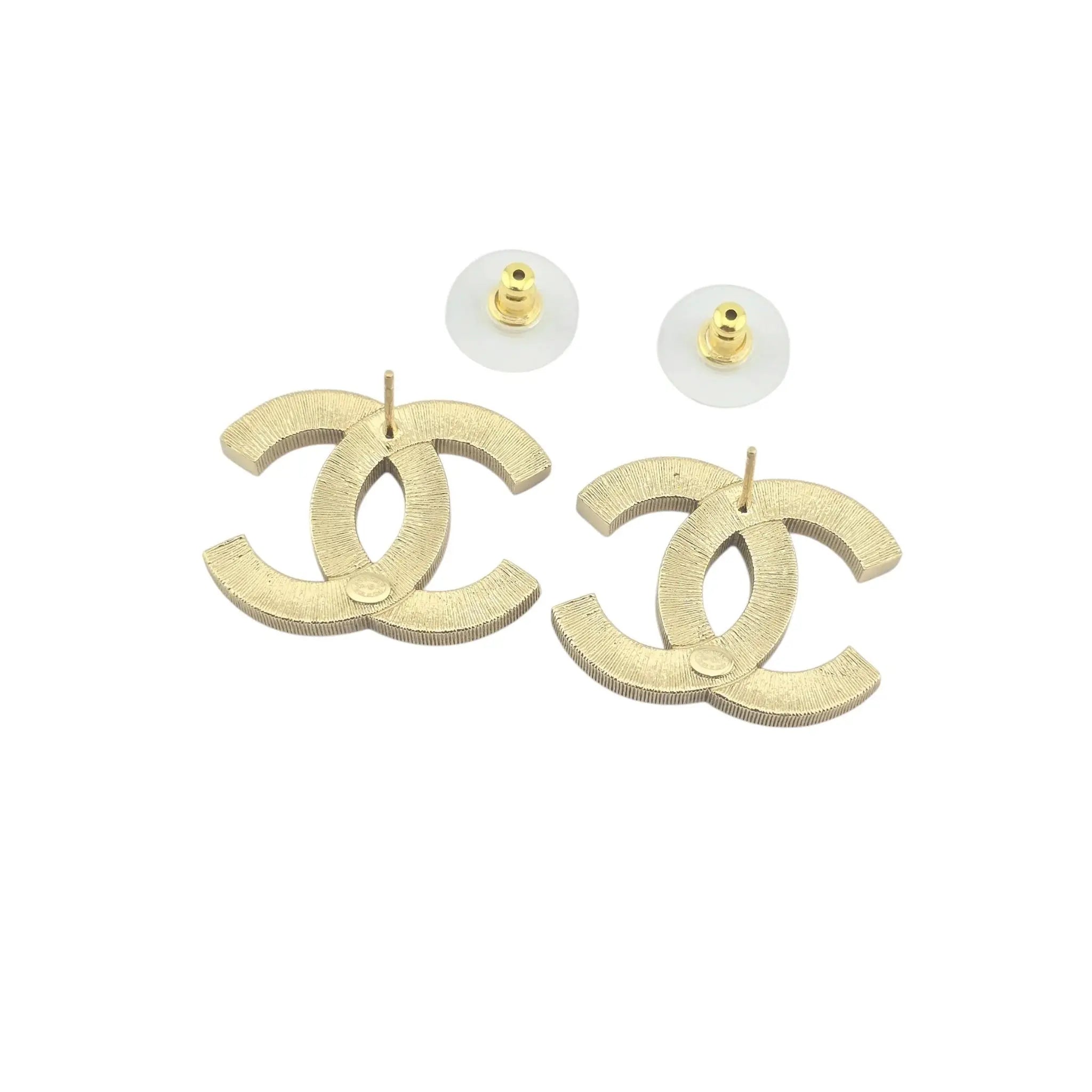Chanel CC Gold Crystal Stud Earrings 2024 CHANEL