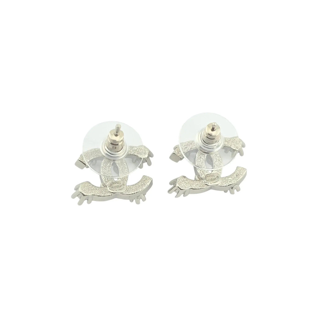 Chanel CC Silver Crystal Snowflake Earrings 2023 CHANEL