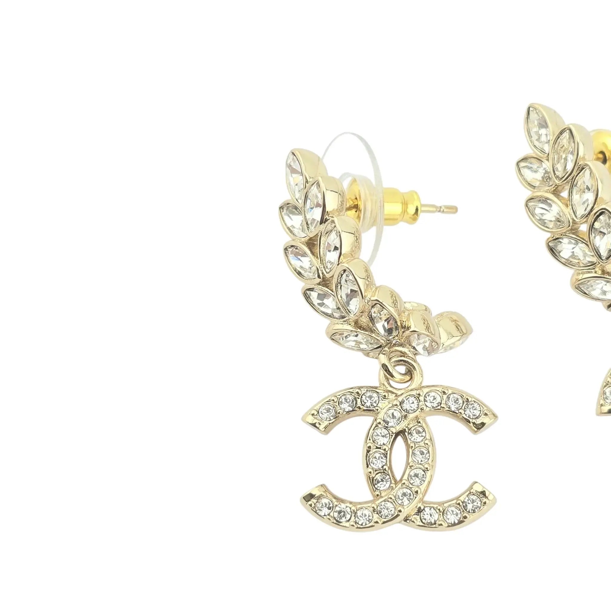Chanel CC Crystal Leaf Earrings 2023 CHANEL