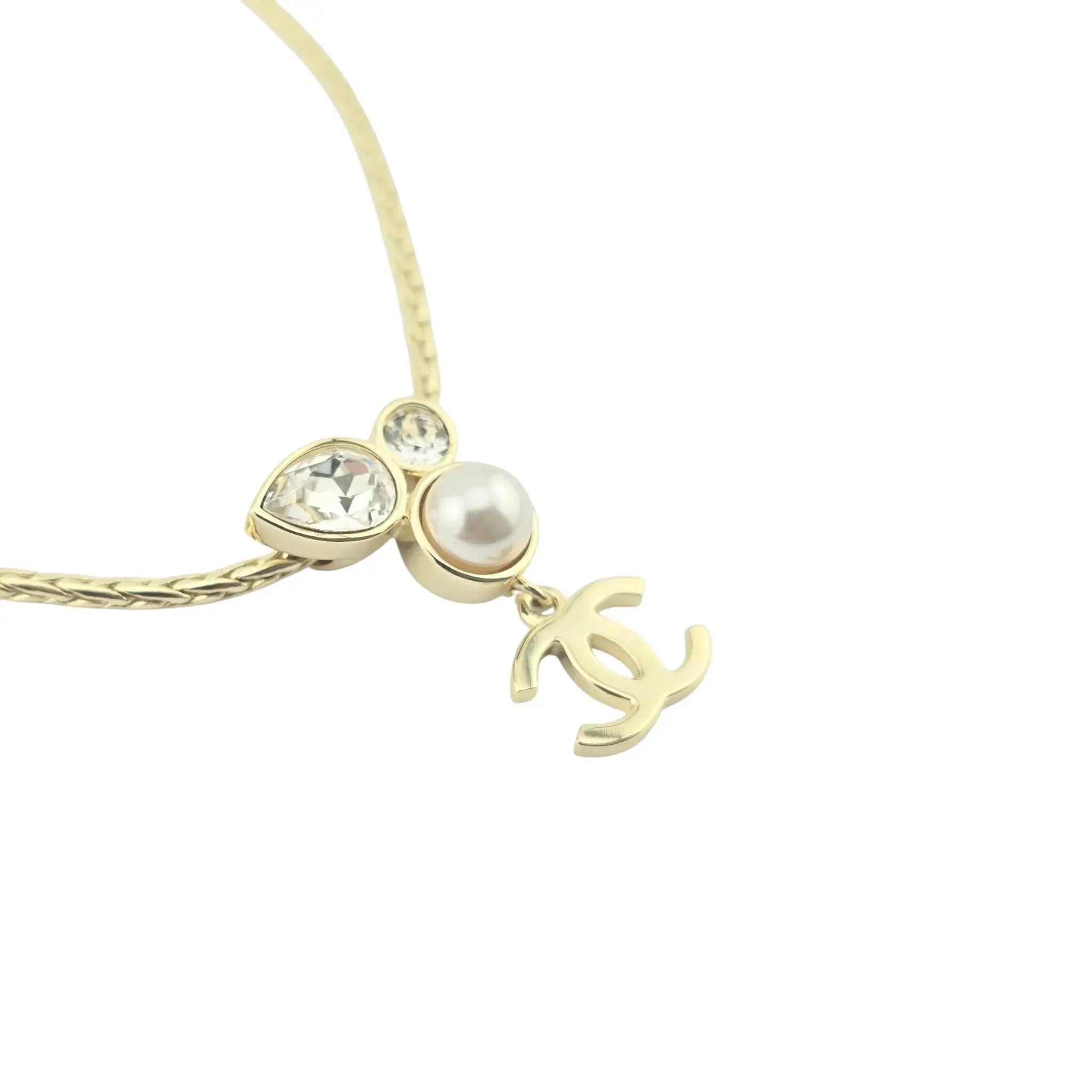 Chanel Crystal CC Teardrop Pearl Braided Necklace 2022 CHANEL