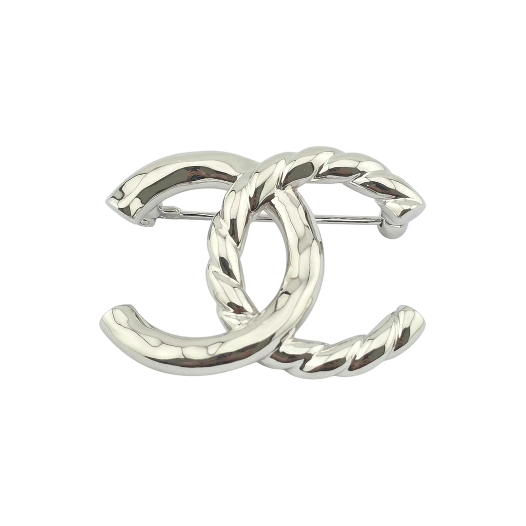 Chanel CC Silver Logo Brooch 2025 CHANEL