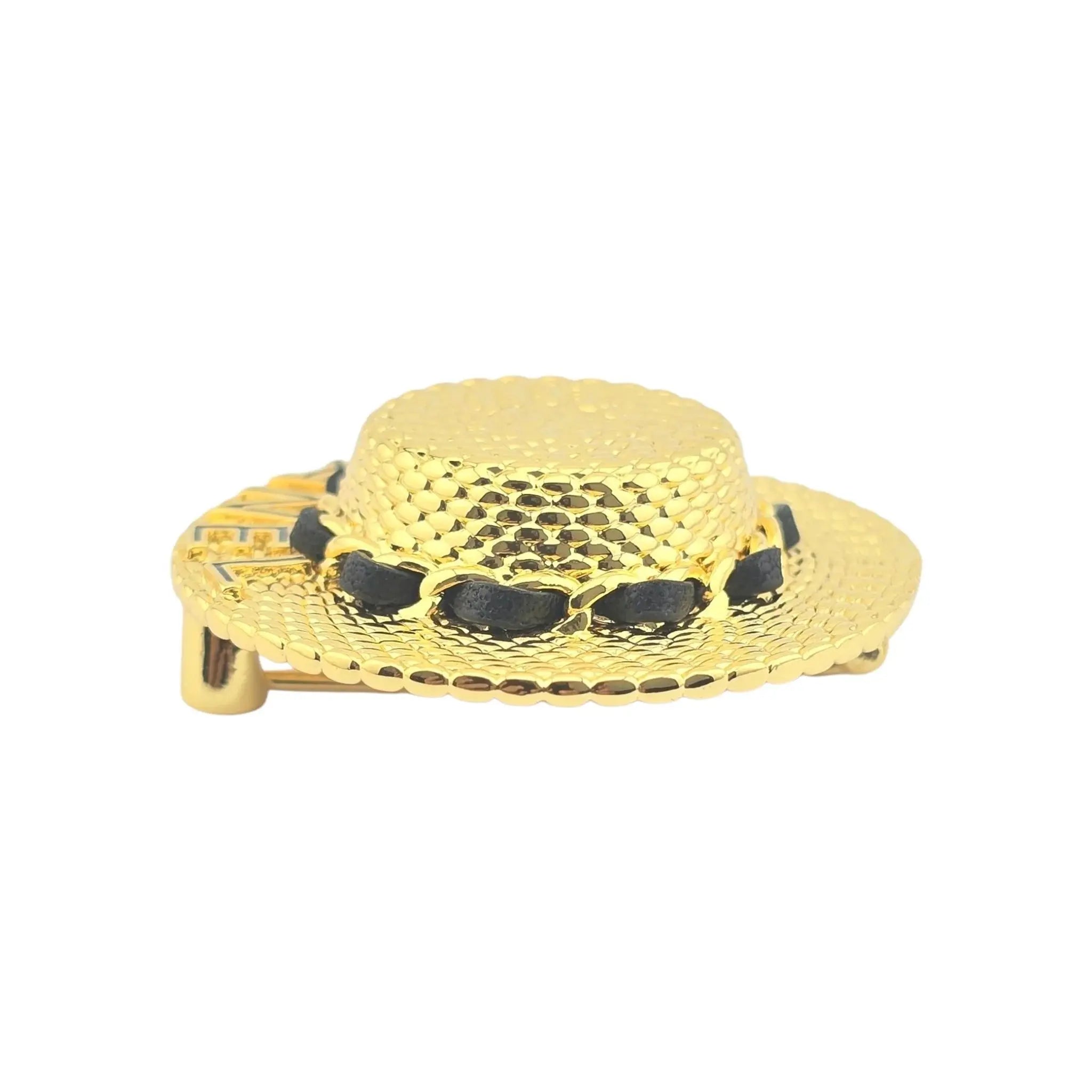 Chanel Straw Hat Gold Logo Brooch 2025 CHANEL
