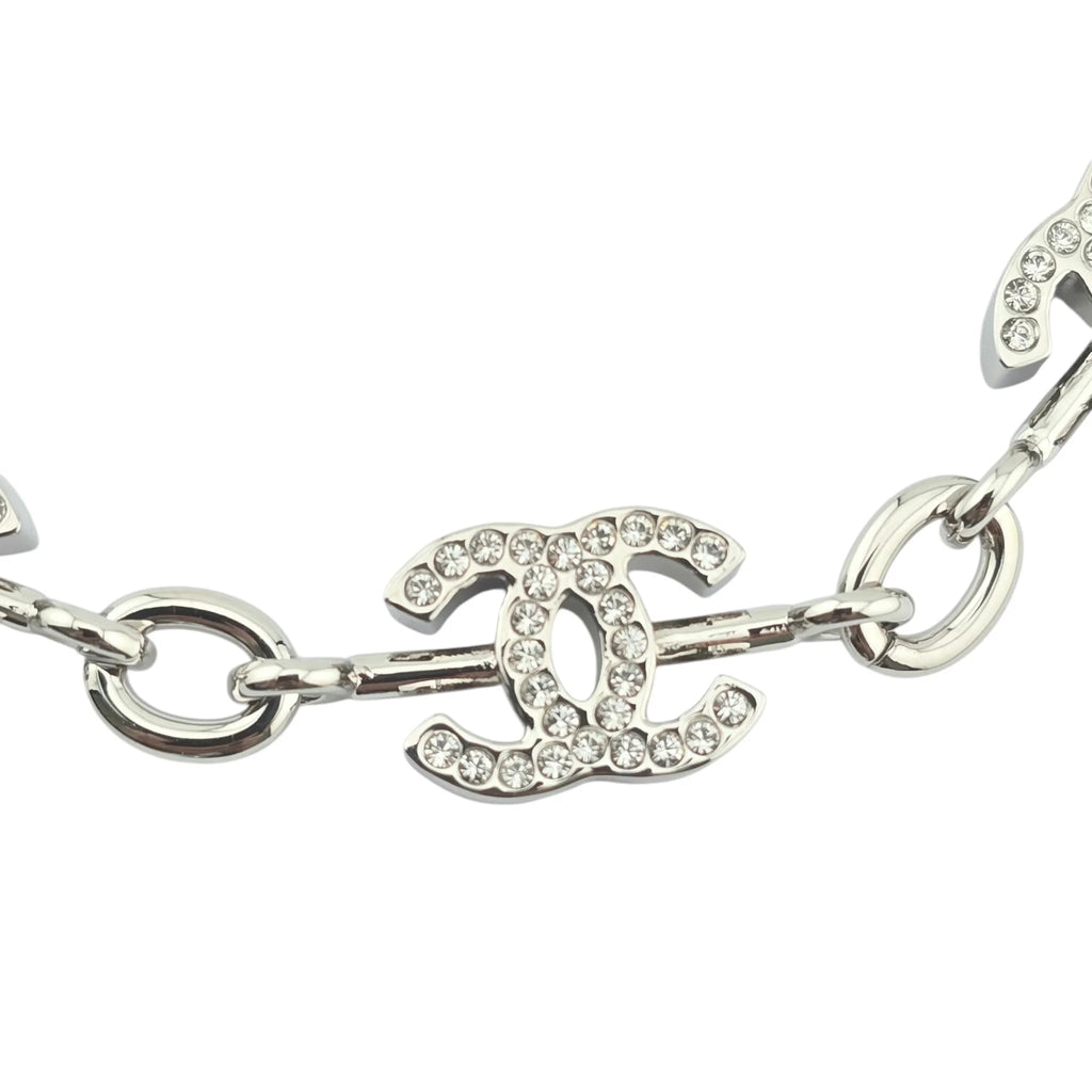 Chanel CC Silver Crystal Choker Necklace 2025 CHANEL