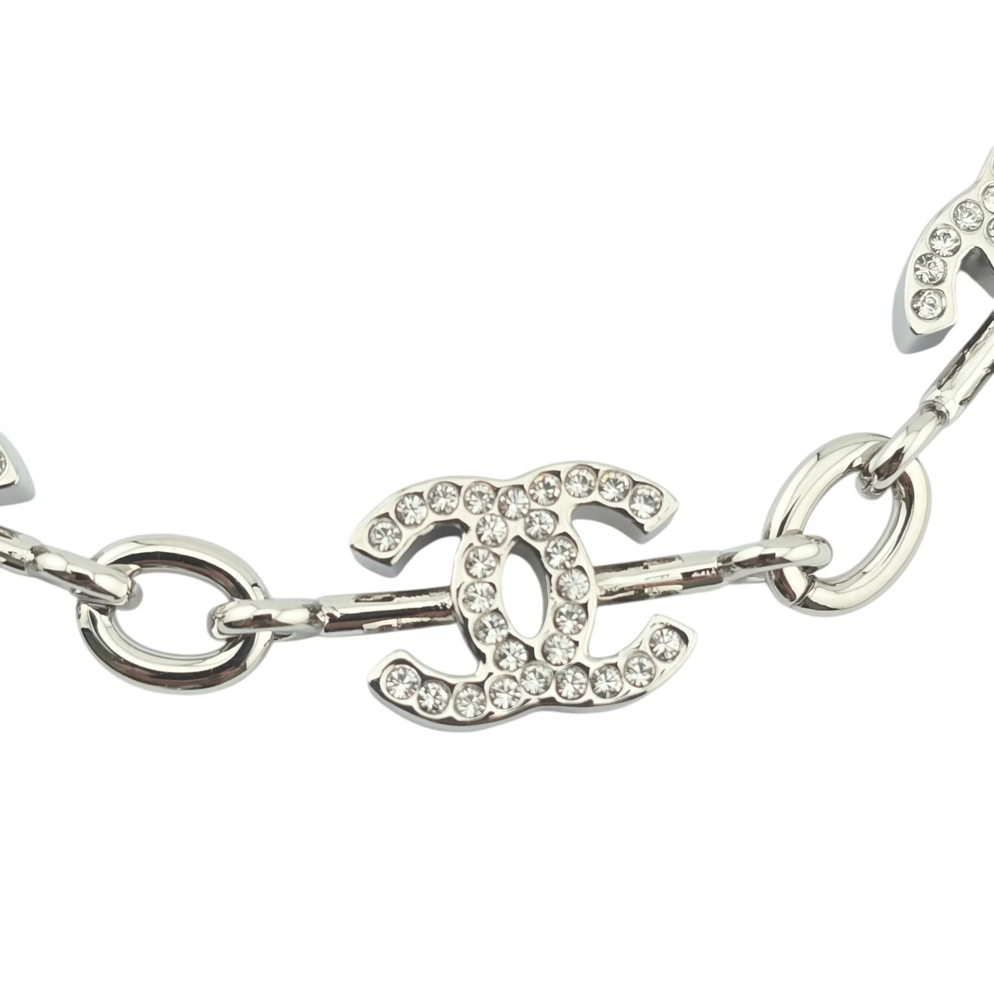Chanel CC Silver Crystal Choker Necklace 2025 CHANEL