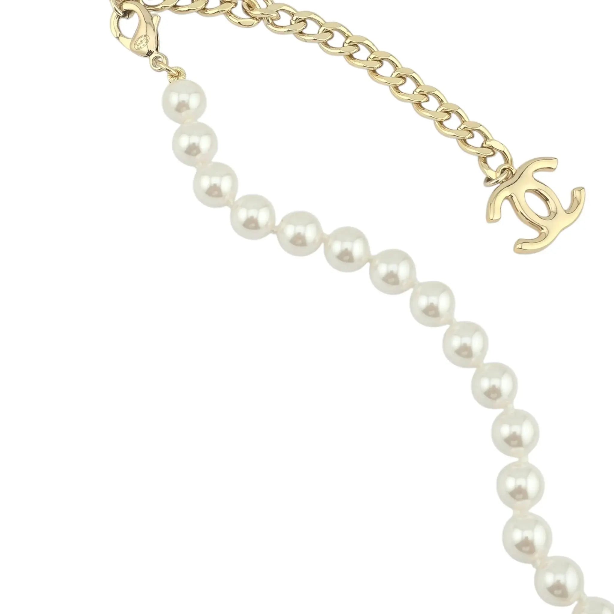 Chanel CC Long Faux Pearl Gold Necklace 2025 CHANEL